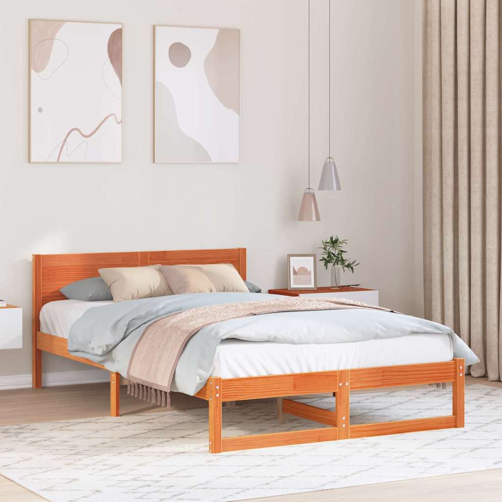 Ramka łóżka Woskowy Brąz 120 x 200 cm Lite drewno sosnowe vidaXL