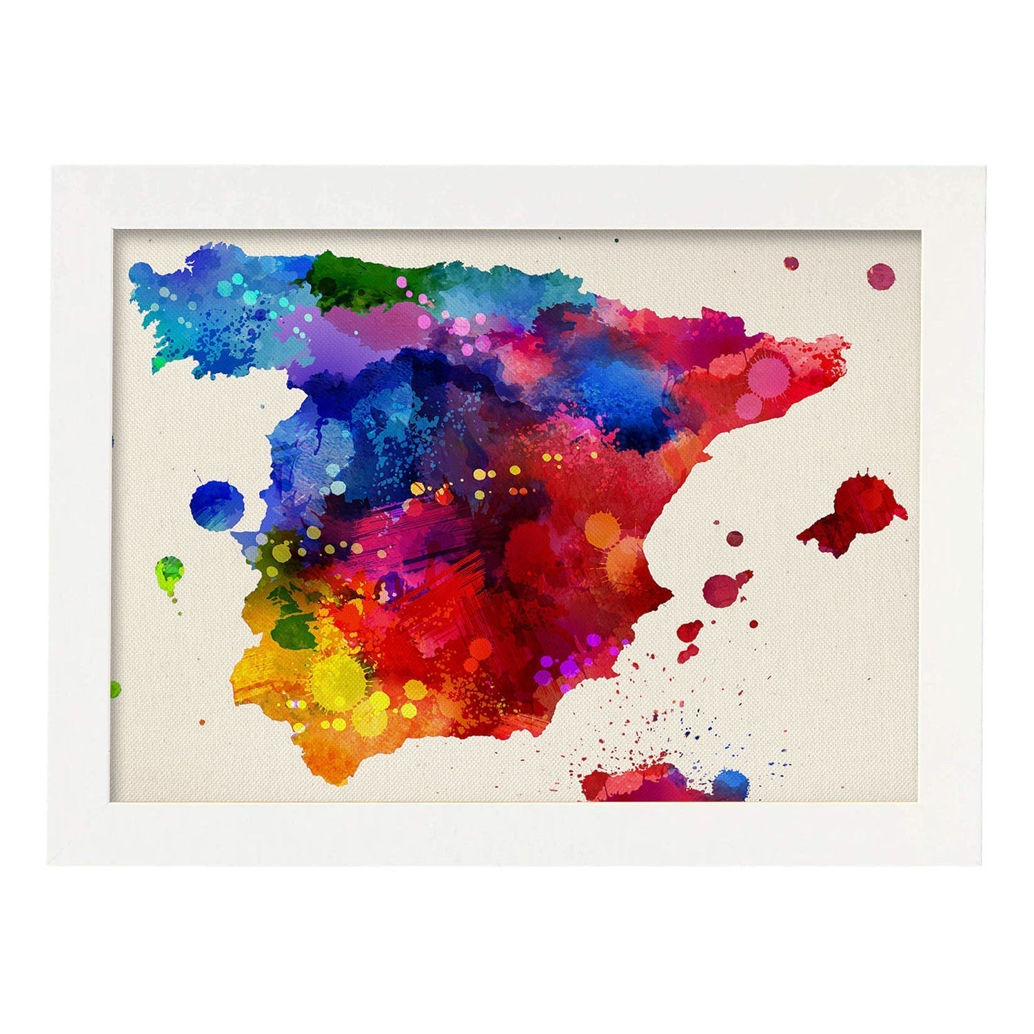 Poster de mapa espana 2. láminas e ilustraciones de ciudades, comunidades, y mapas de espana. marco blanco - a3