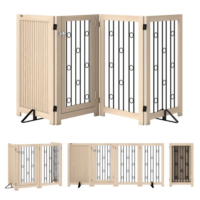 Barrière pour animaux autoportante, barrière pour chien avec porte, 4 ...