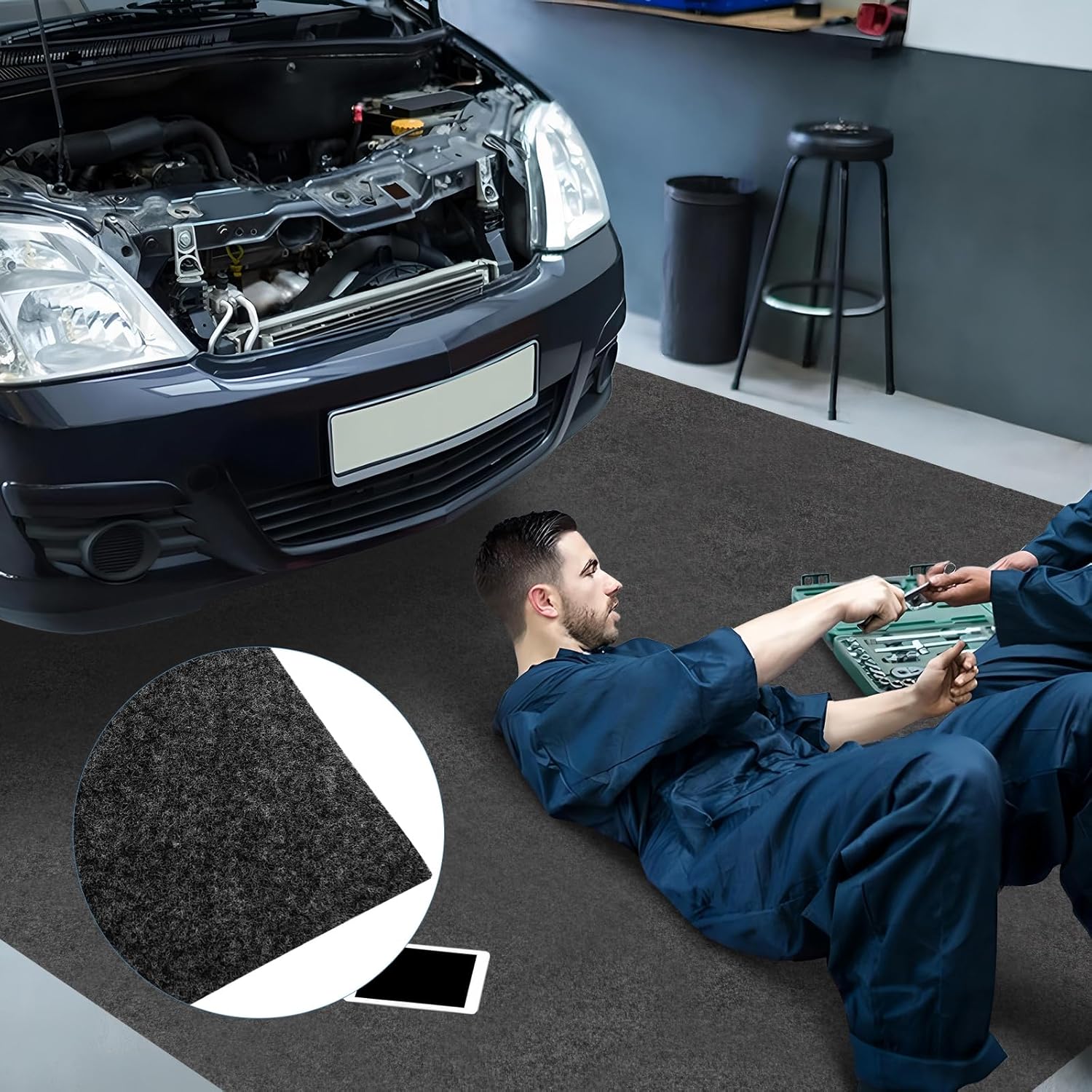 Tapis de Protection Garage, Tapis de Sol Double Face Antidérapant Absorbant, Lavable et Réutilisable, pour Garage, Magasin, Entrée 252,5 x 221 cm - 7