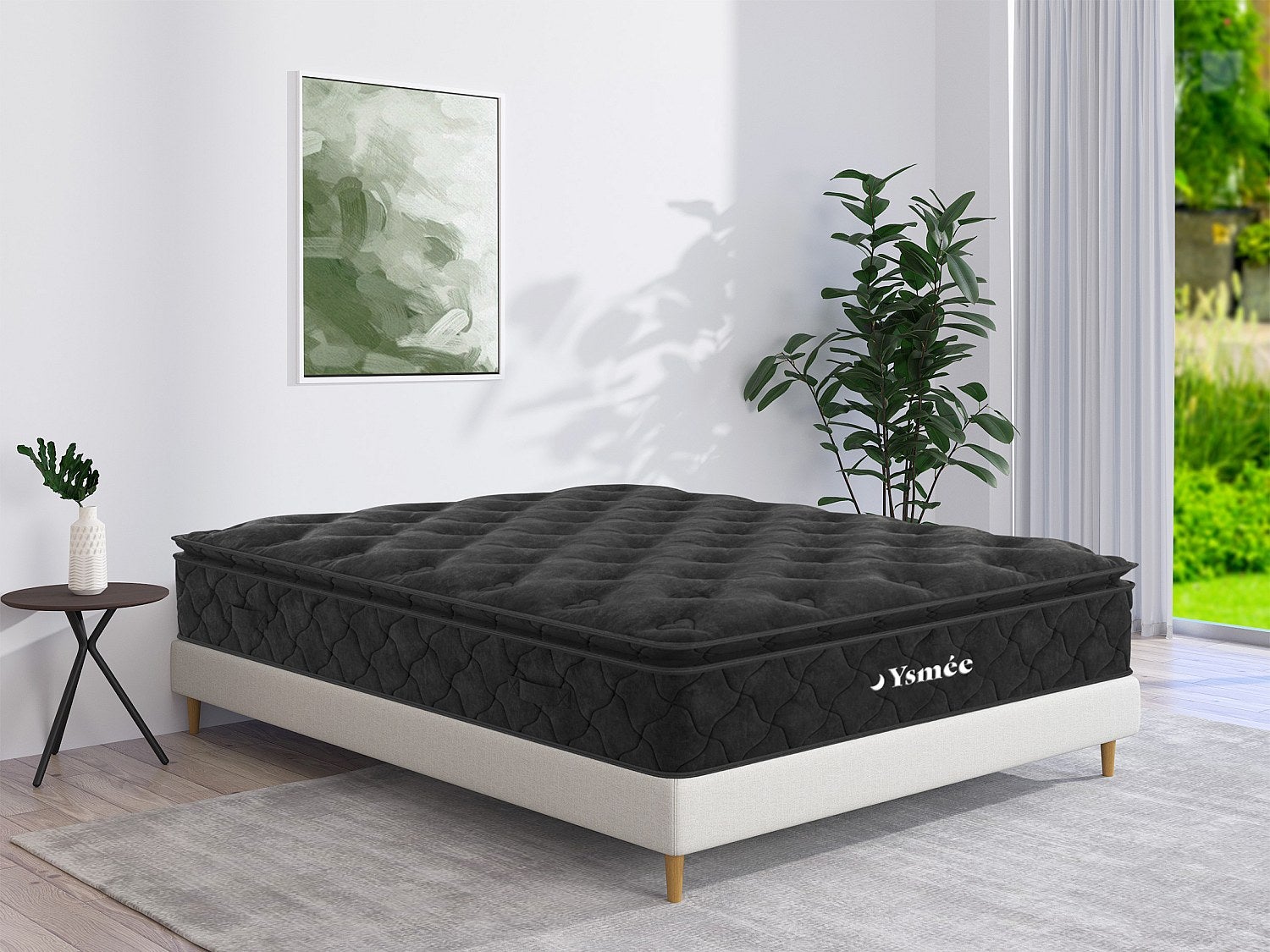 Materac ze sprężynami kieszeniowymi ze zintegrowaną nakładką na materac - BLACK DREAM marki YSMÉE - 180 × 200 cm