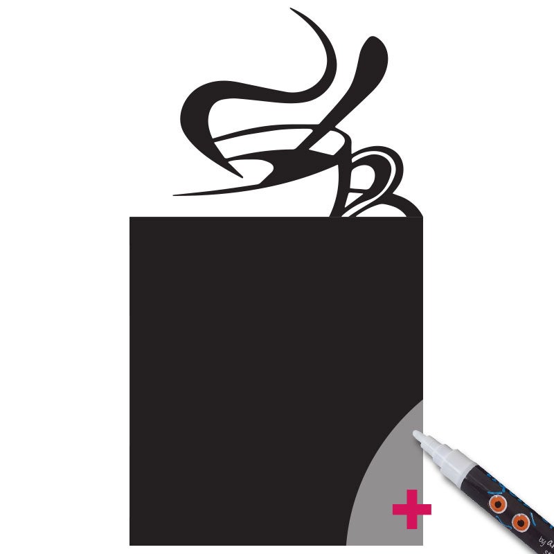 Adesivo lavagna caffè astratto + bianco gesso liquido - Sticker adesivo - adesivi murali - 155x85cm - 4