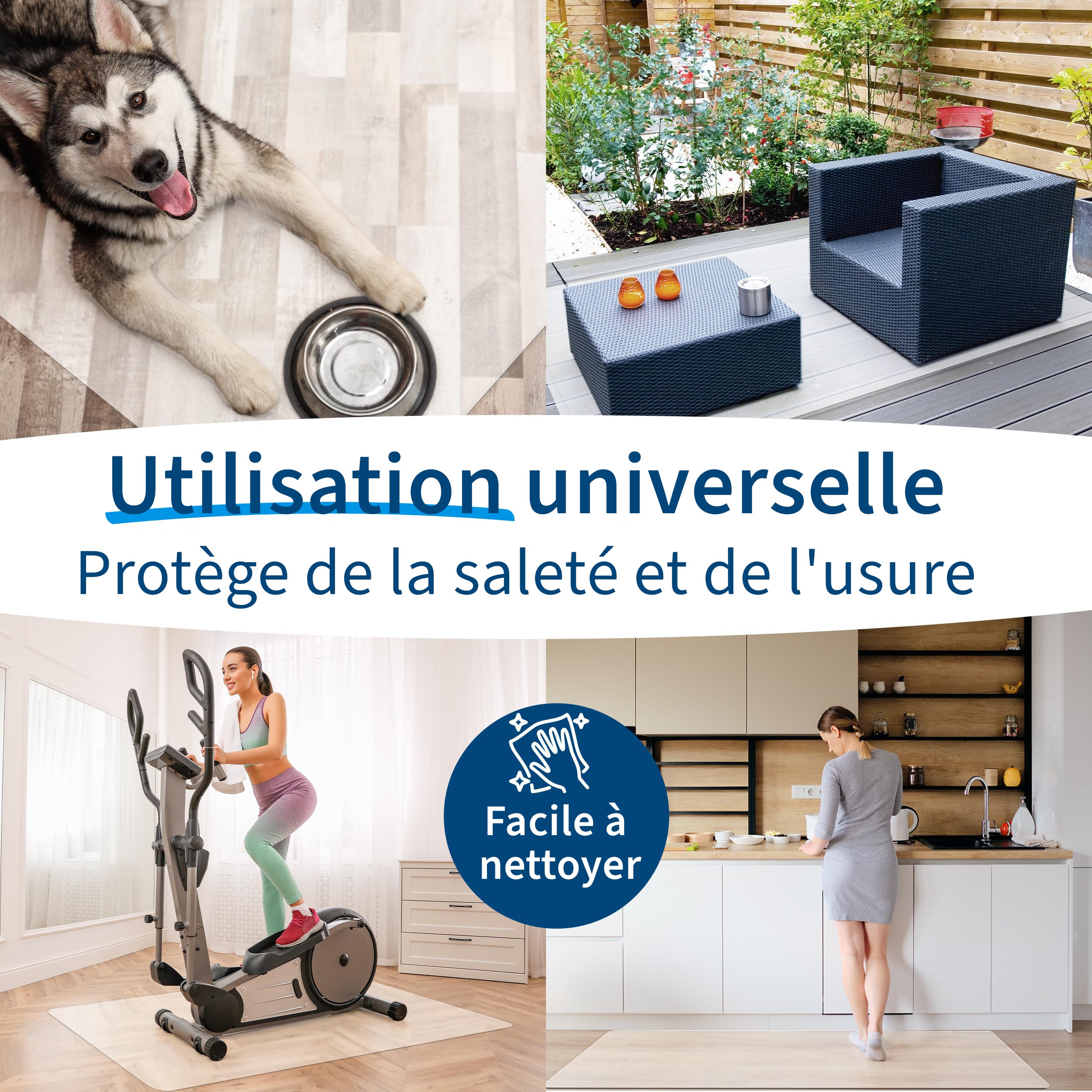 Neo Tapis de Protection pour sols durs pour Chaise de Bureau, épaisseur 1,5 mm, Transparent, 90 x 150 cm - 5