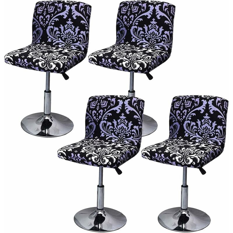 Lot De 4 Housses De Tabouret De Bar Avec Dossier - Imperméables, Extensibles - Pour Chaise Haute De Cuisine, Salle à Manger