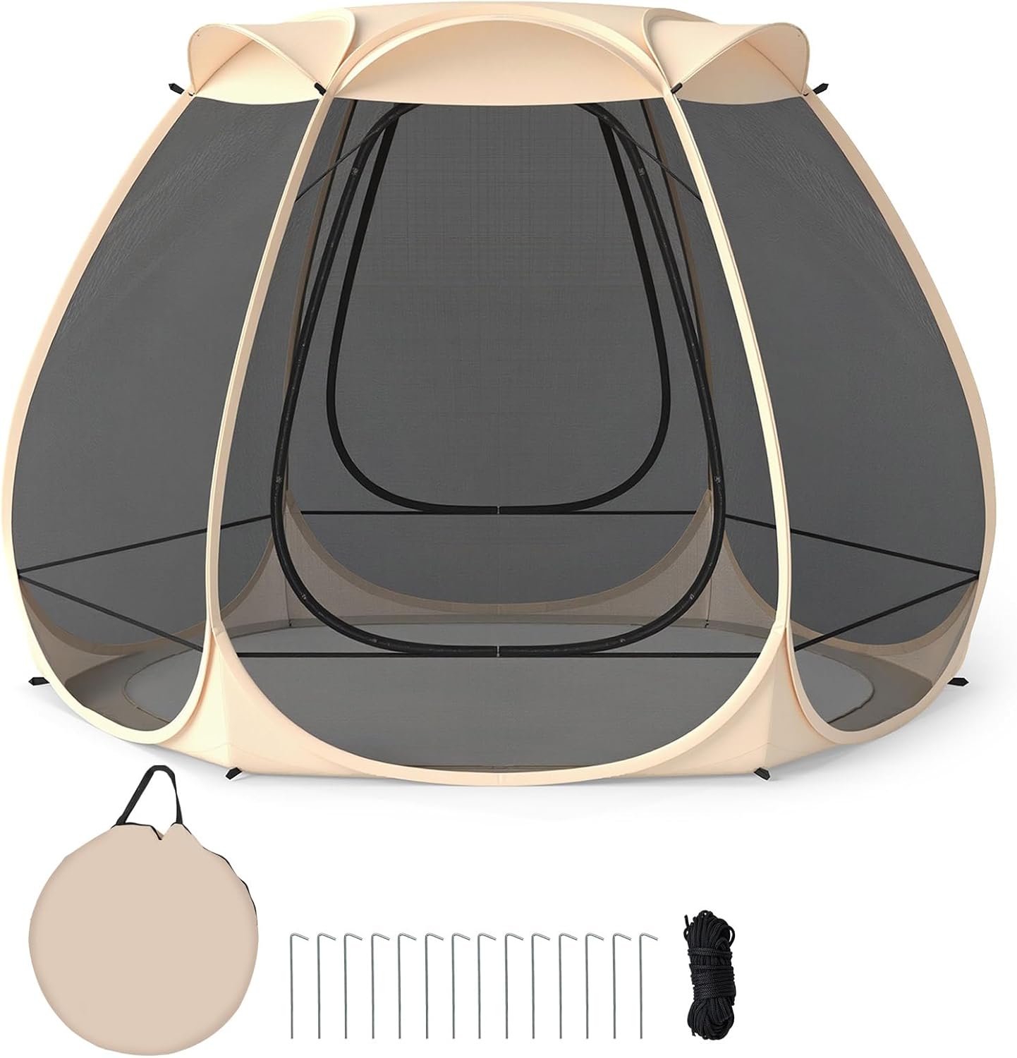 Namiot Ogrodowy dla 4-6 Osób z Muszkieterem, Namiot Pop-up na Zewnątrz do Biwakowania, Pikników, Spotkań, 310 x 270 x 210 cm