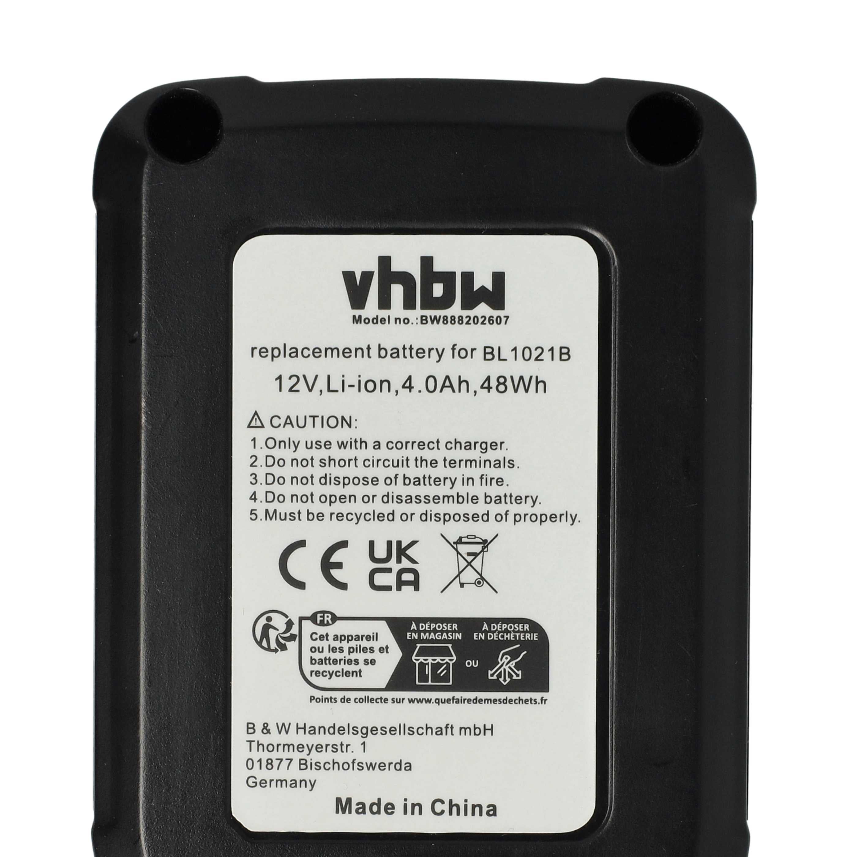 vhbw Batterie compatible avec Makita DF331D, DF032D, DF032DZ, DF032DSAJ, DF331DSAE, DF331DS, DF032DSME/Z outil électrique (4000 mAh, Li-ion, 12 V) - 4