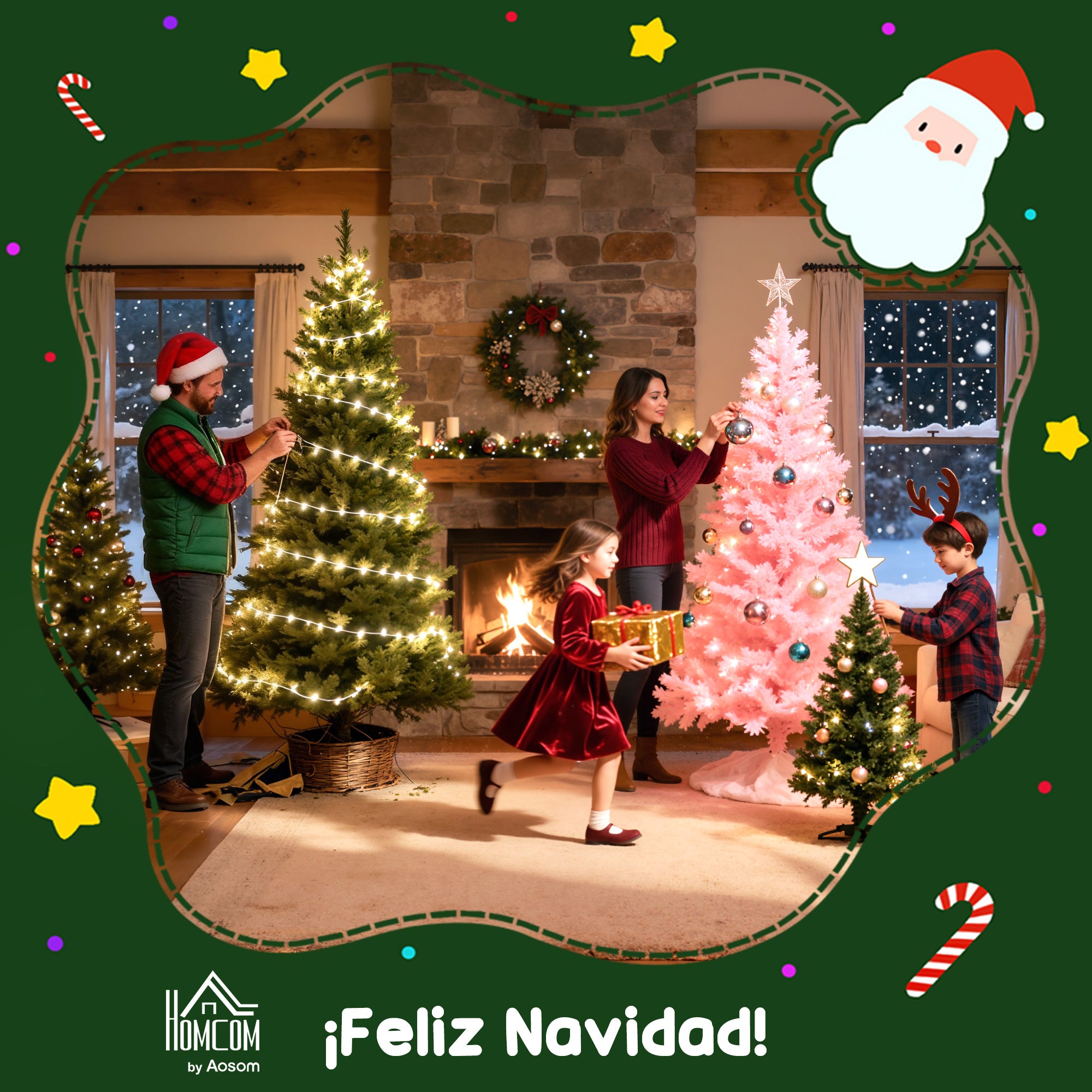 Árbol de Navidad HOMCOM PE PVC y Metal Verde Ø75x150 cm - 5