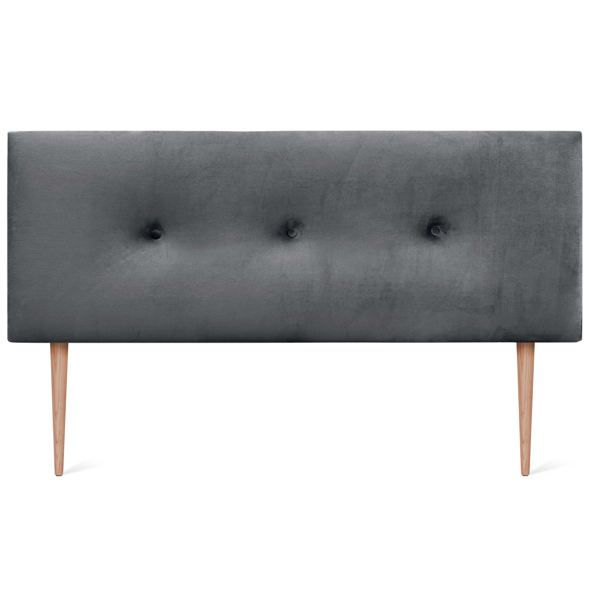 DHOME Testiera in velluto liscio con bottoni e gambe alta gamma moderna testiera imbottita per letto di lusso camera da (Gris Foncé, 135x105cm) - 3