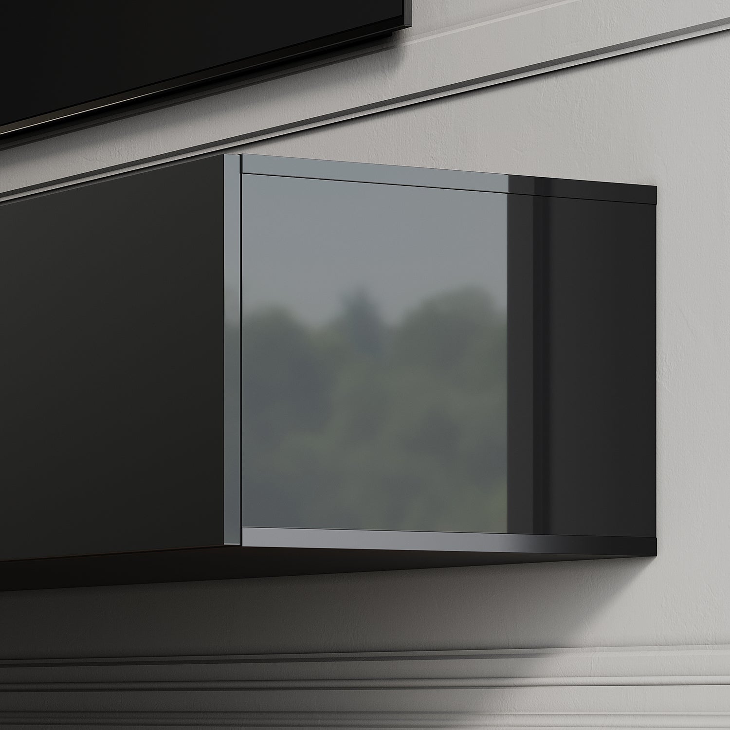 SIRHONA Meuble TV Grand Rangement Moderne Sans Poignées + 2 Portes + Noir + 140 cm - 6