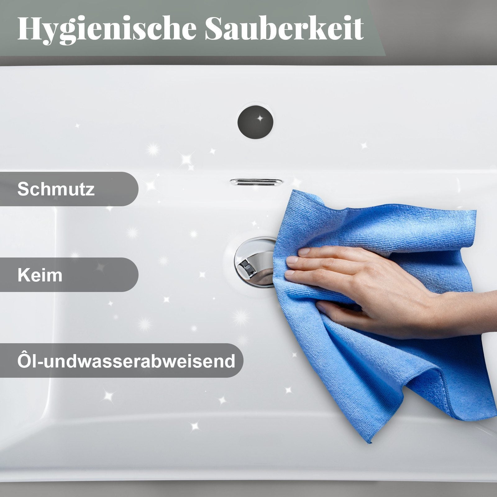 Lavabo da appoggio NETTLIFE, lavabo da bagno in ceramica bianca - Lavabo quadrato 60*42 cm - 5