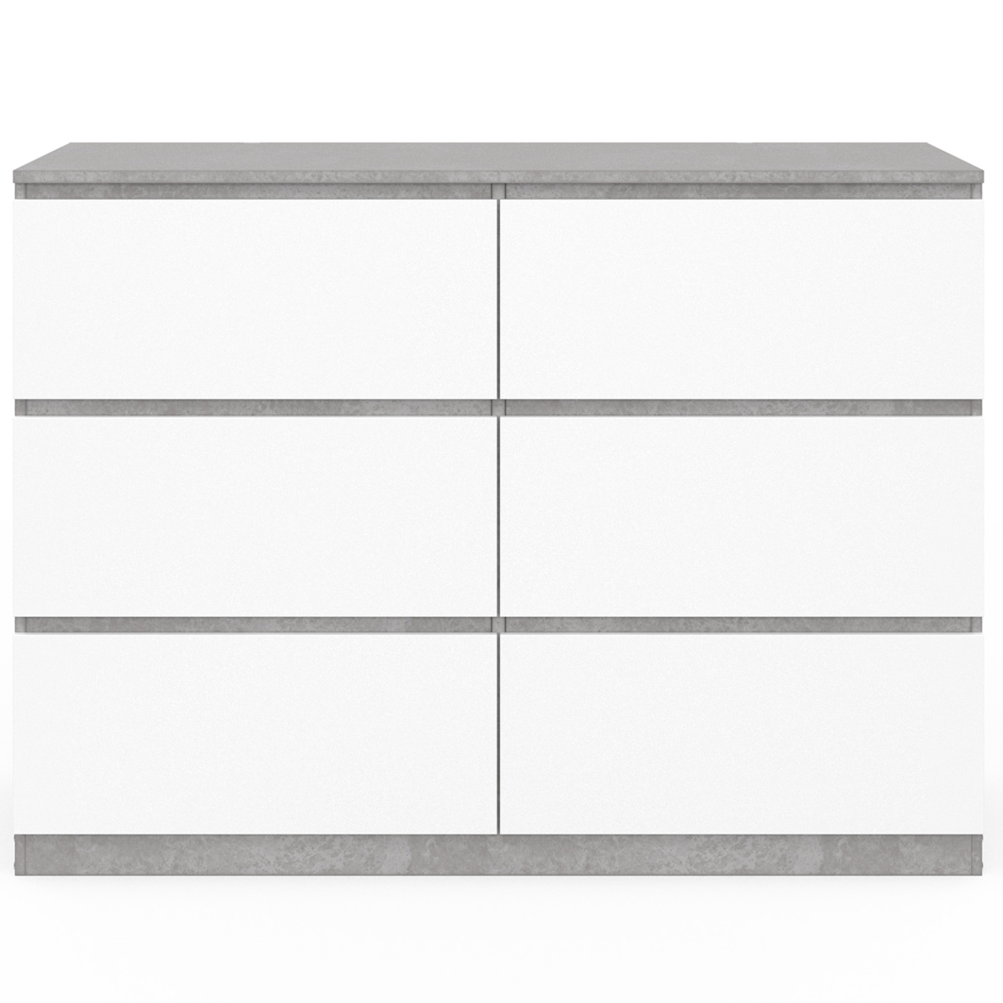 Commode 6 tiroirs TOMI 110 cm blanc et effet béton - 3