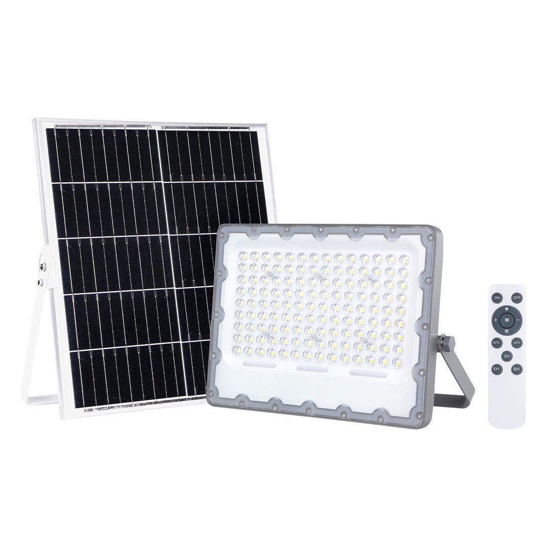 Naświetlacz solarny LED FOCUS 100W Zimna biel 1300lm szary wym:37x34x6cm Eko-Light