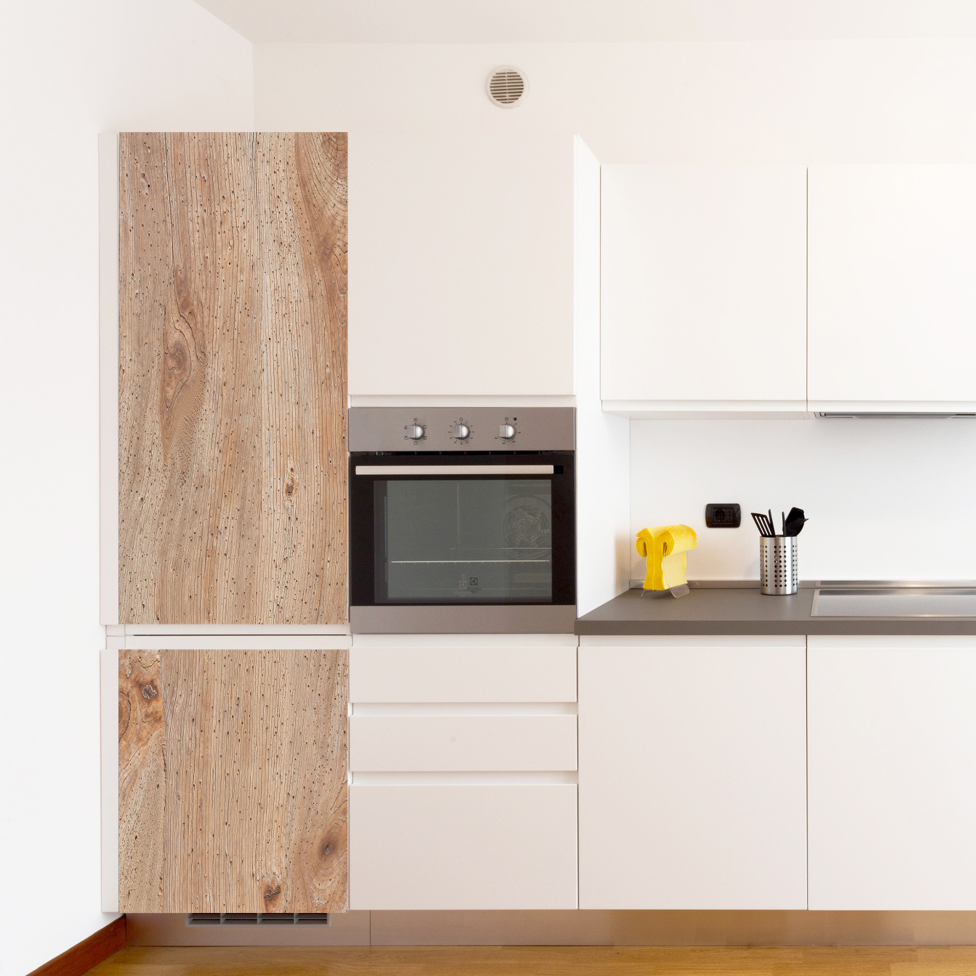 Adhesivo para frigorífico y lavavajillas, imitación madera beige, 180 cm x 59,5 cm