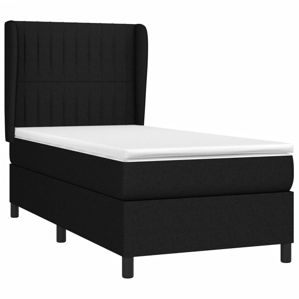 Maison Exclusive - Sommier à lattes de lit avec matelas Noir 90x190 cm Tissu - 3