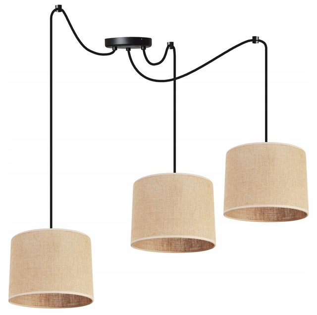 Lampa sufitowa wisząca Light Home LH Spider Juta 3x E27 abażur cylindryczny beżowy nowoczesna