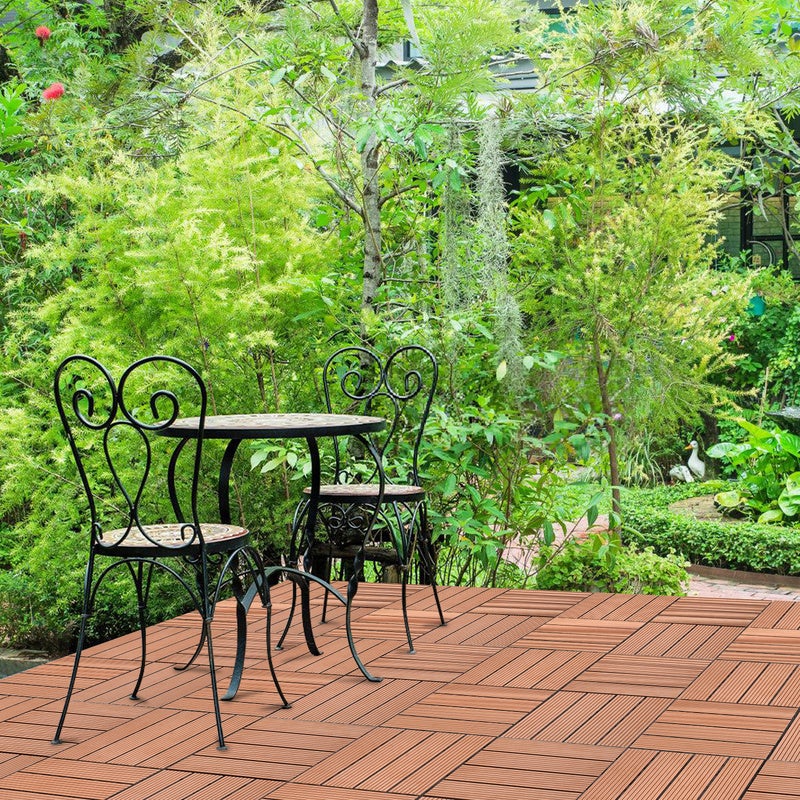 Dalle de terrasse Dalles de jardin clipsables Revêtement Carrelage 30x30 Composite bois Marron 88pcs - 9