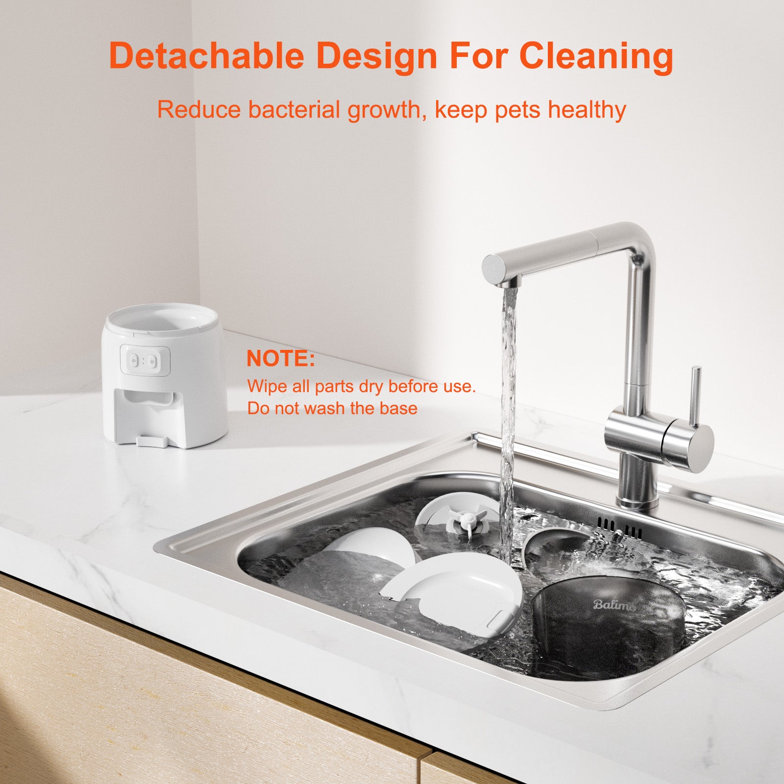 Balimo 3L Distributeur Croquettes Chat Automatique 2.4G WiFi, 1-10 Repas par Jour, Blanc - 7