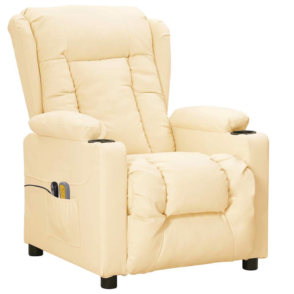 Sillón de salón | silla de relax | sillón de masaje eléctrico cuero sintético crema cfw60088