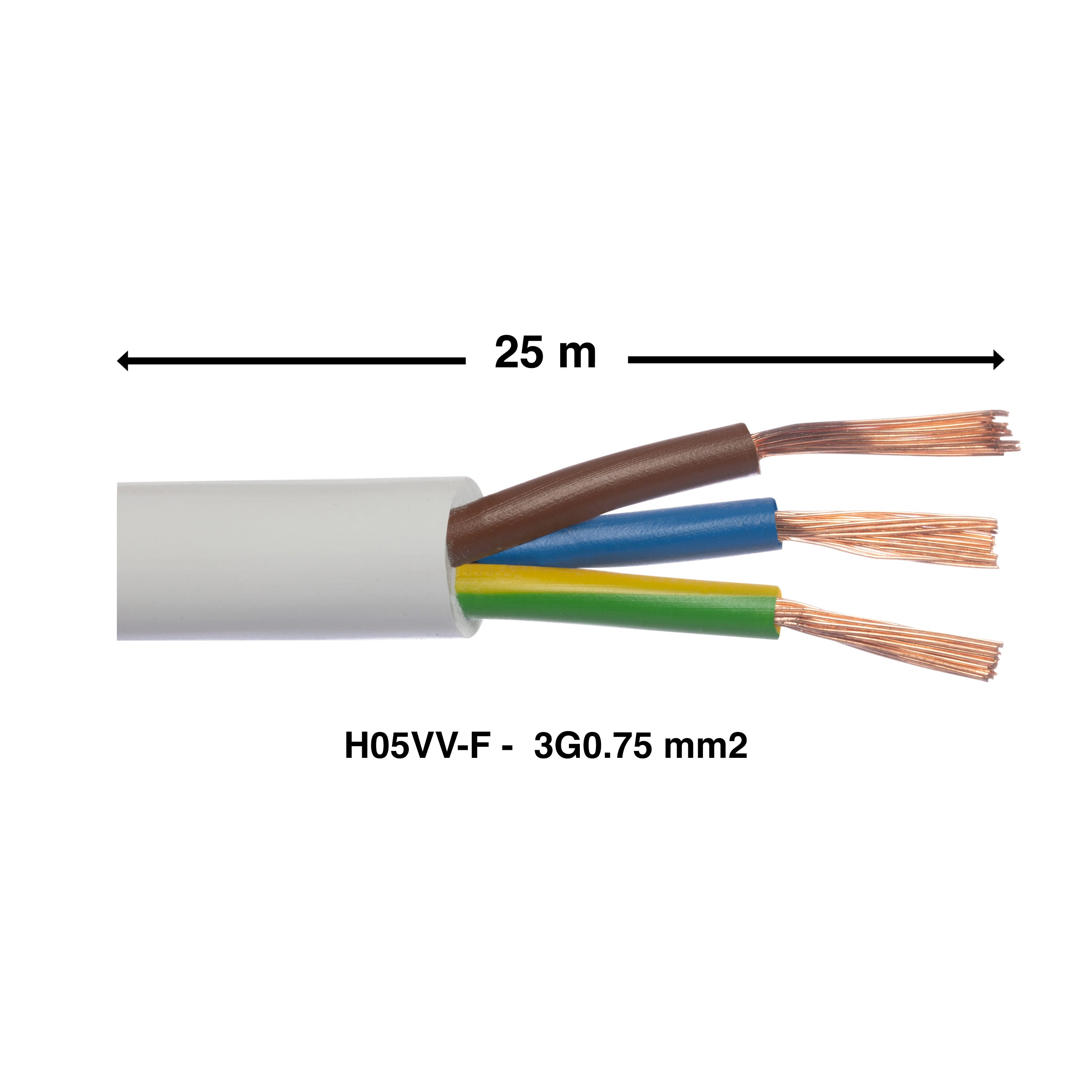 Cable eléctrico flexible H05VV-F 3 x 0,75 mm² L 25 m LEXMAN blanco en rollo - 3