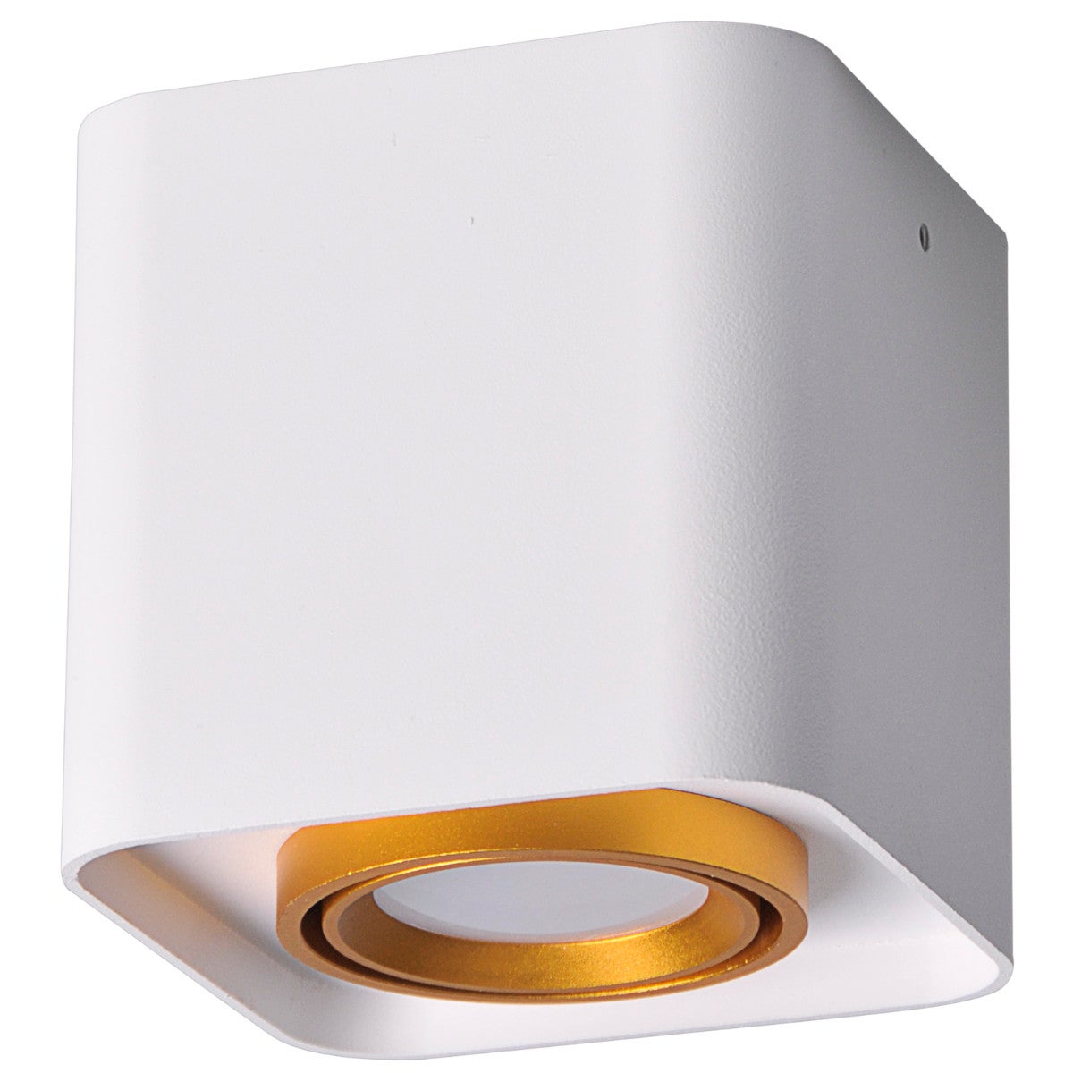 Reflektor sufitowy spot natynkowy Eger kwadratowy biało-złoty 1xGU10x10W wym: 9,8 x 10 cm aluminium Polux