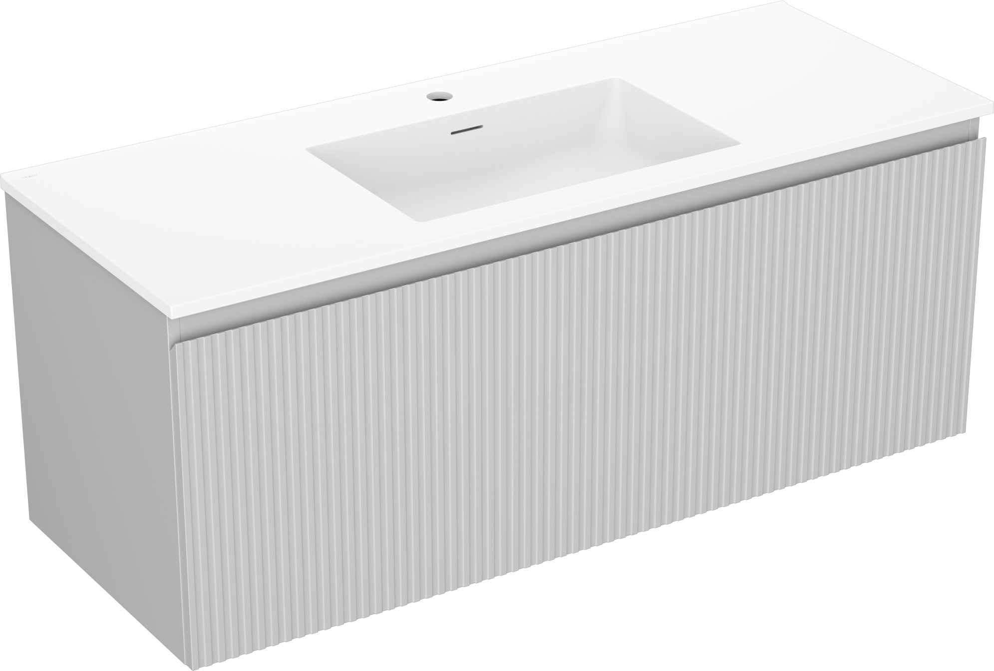 Mexen Rivel szafka łazienkowa 120 cm z umywalką Otis, 1 szuflada, ryflowana , szara mat/biała mat - 91A20-12047-1-BF62-W18M01