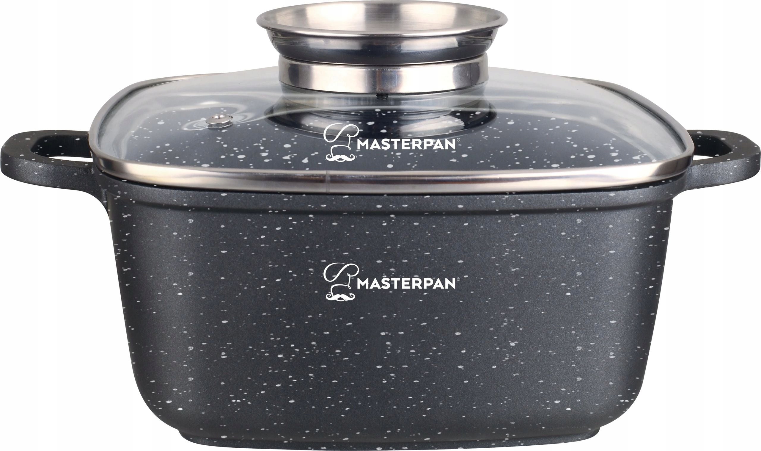 Kwadratowy Garnek Marmurkowy 4.5 L Z Pokrywką 24 cm System Aroma Na Indukcję Gaz Masterpan