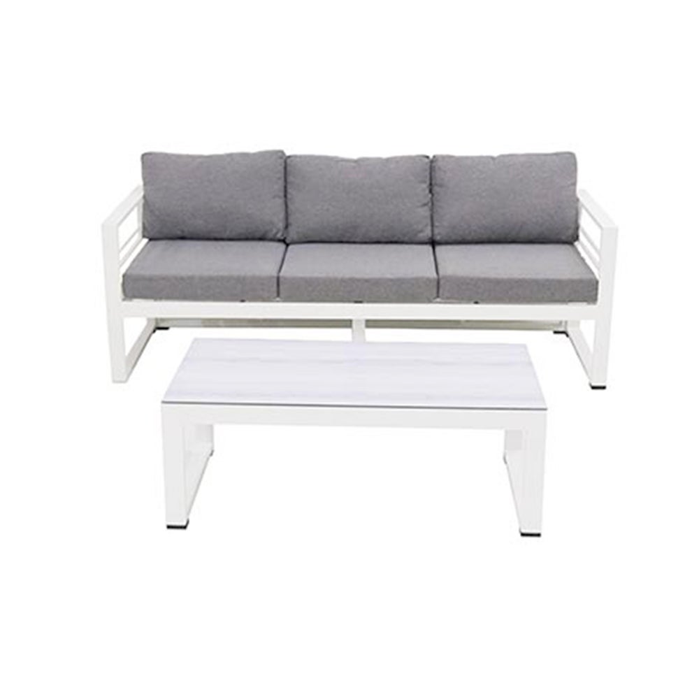 Tempo Style – sofa Leros szaro-biała (3-osobowa)