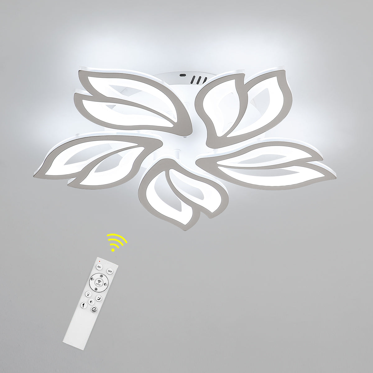 COMELY Plafoniera LED dimmerabile, 45W 5200LM Lampada da soffitto moderna con petali creativi e telecomando, plafoniera in acrilico per soggiorno