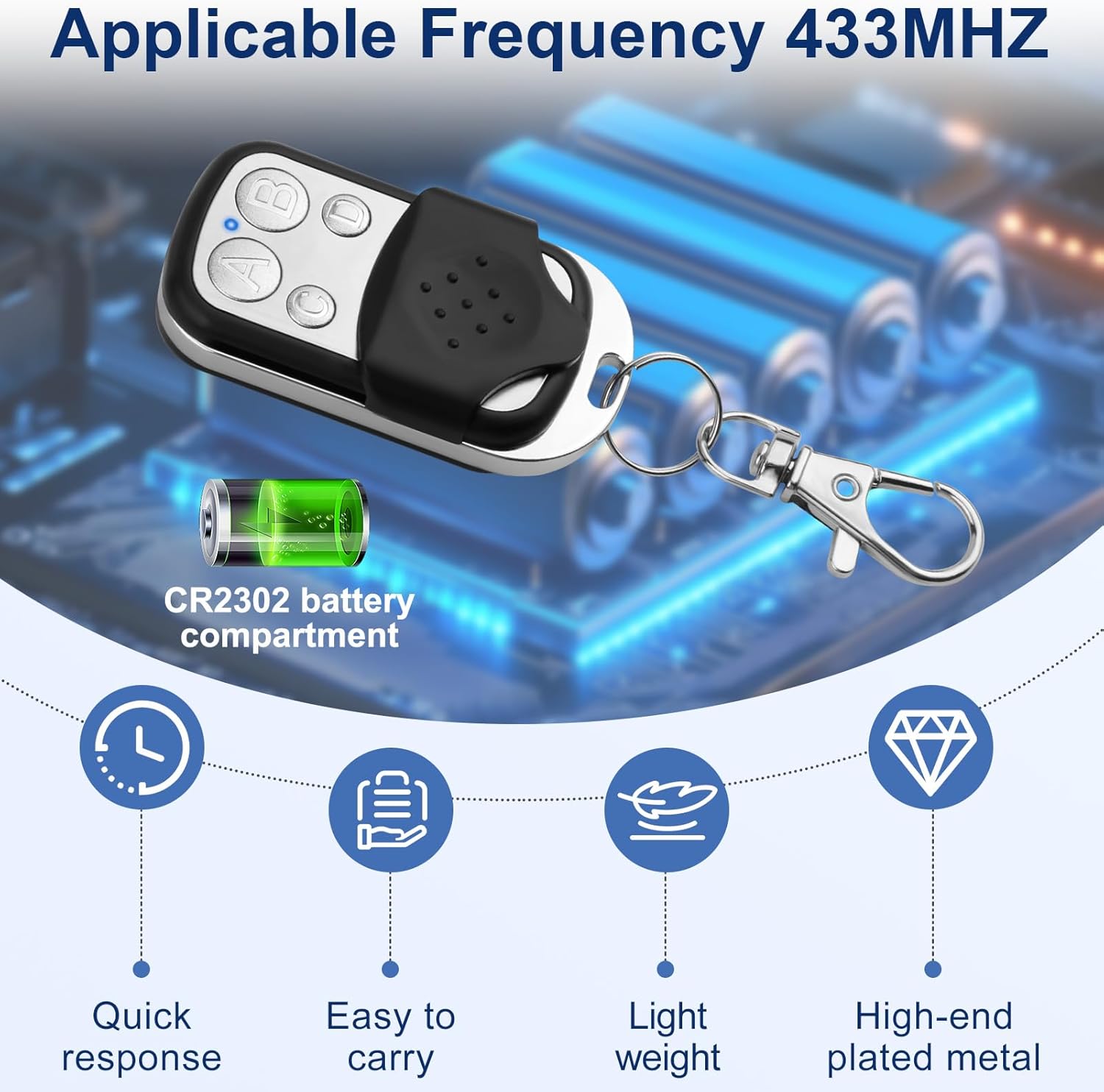 YMYNY 4 Pièces Telecommande Universelle Portail, Telecommande Garage Universelle Sans Fil Telecommande Portail Compatible 43392 Mhz Telecommande Universelle Porte Garage 88851364 - Foto 2