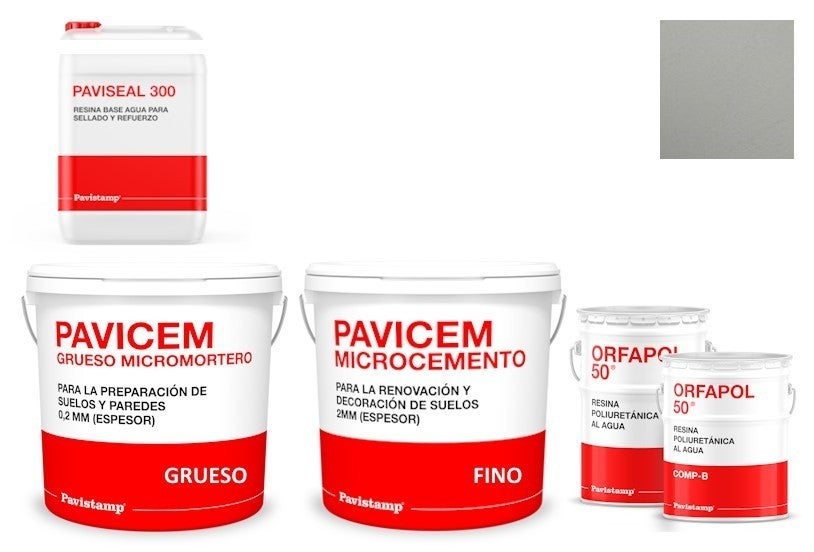 Kit microcemento 8 m2 monocomponente para paredes y suelos de cerámica o mortero - polureteno mate-gris 10
