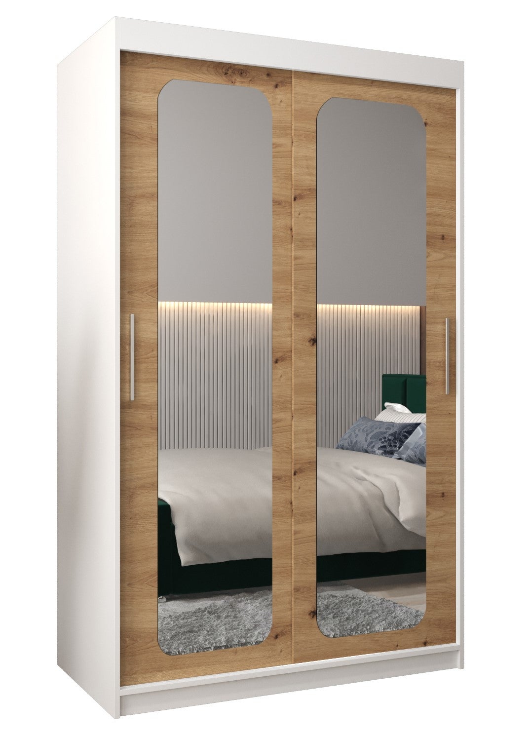 Szafa przesuwna garderoba PROMO T3 120 x 62 x 200 cm Biały + Artisan - Abiks Meble