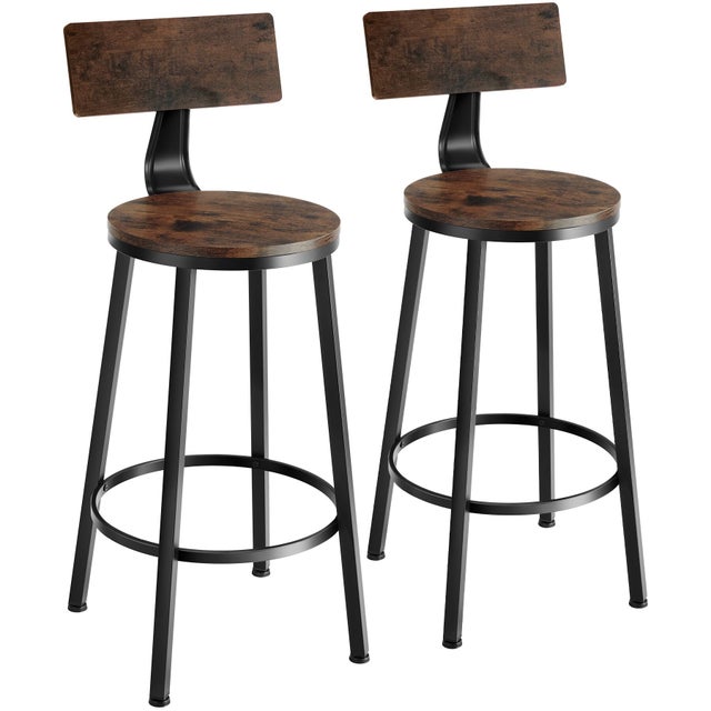 Tectake 2 tabourets de bar Poole - Bois foncé industriel, rustique