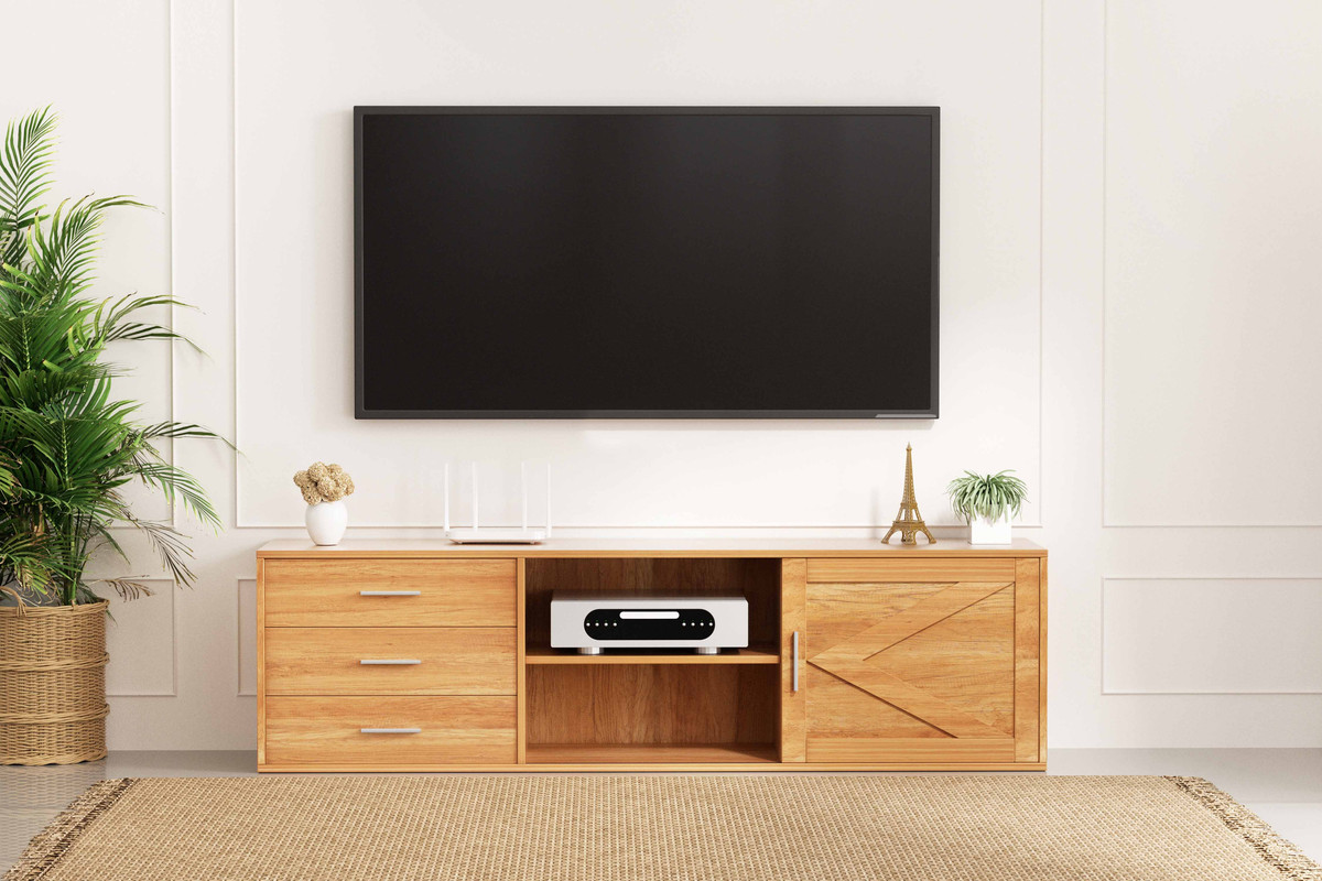 Mobile TV Scanalato Con LED RGB E Prese, Per TV Fino A 75'' - Console Moderna Con Ante Scorrevoli E Ripiani Regolabili (Bianco)