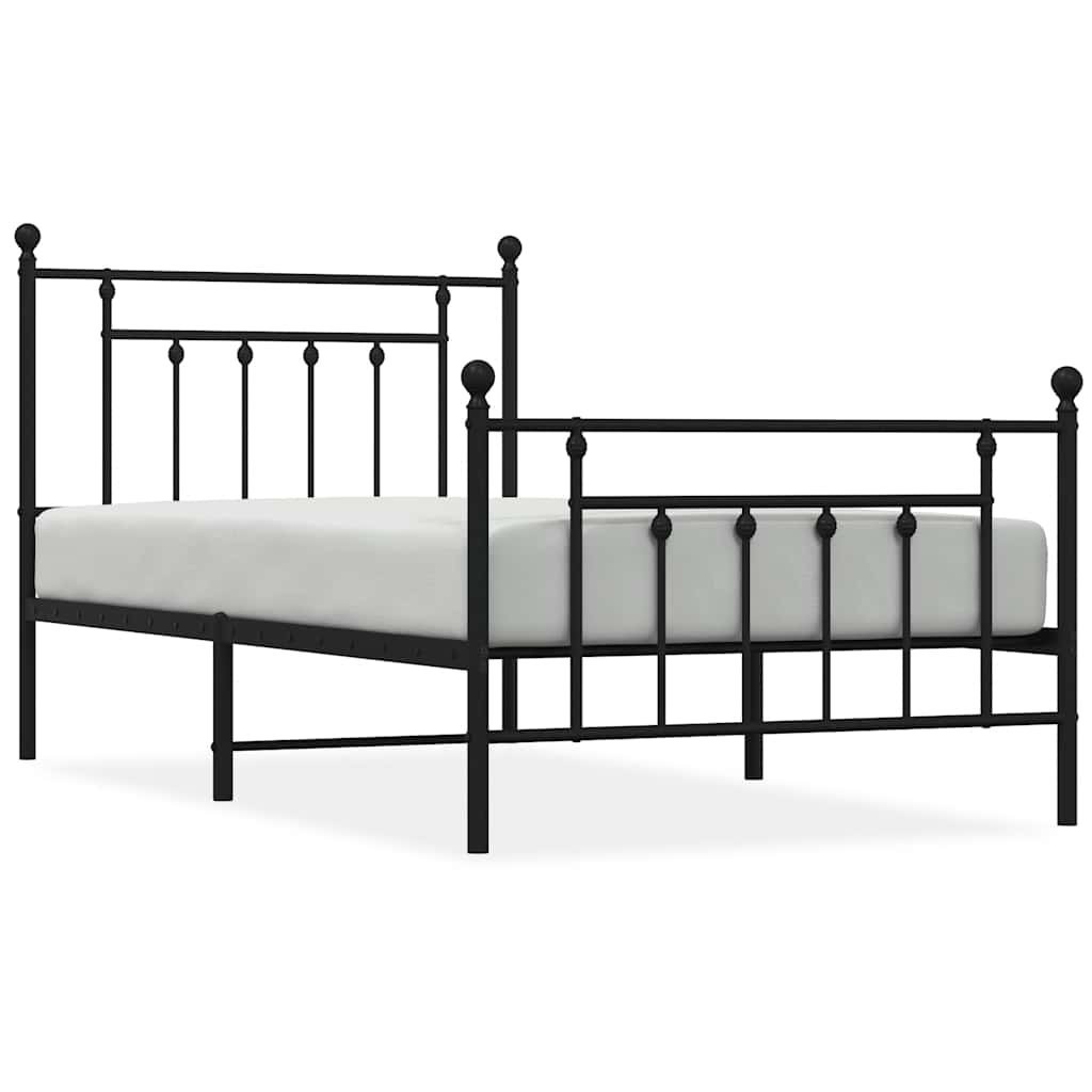 Łóżko Metalowe Czarne Rama Łóżka Ze Stelażem Do Pokoju Sypialni 100x190cm