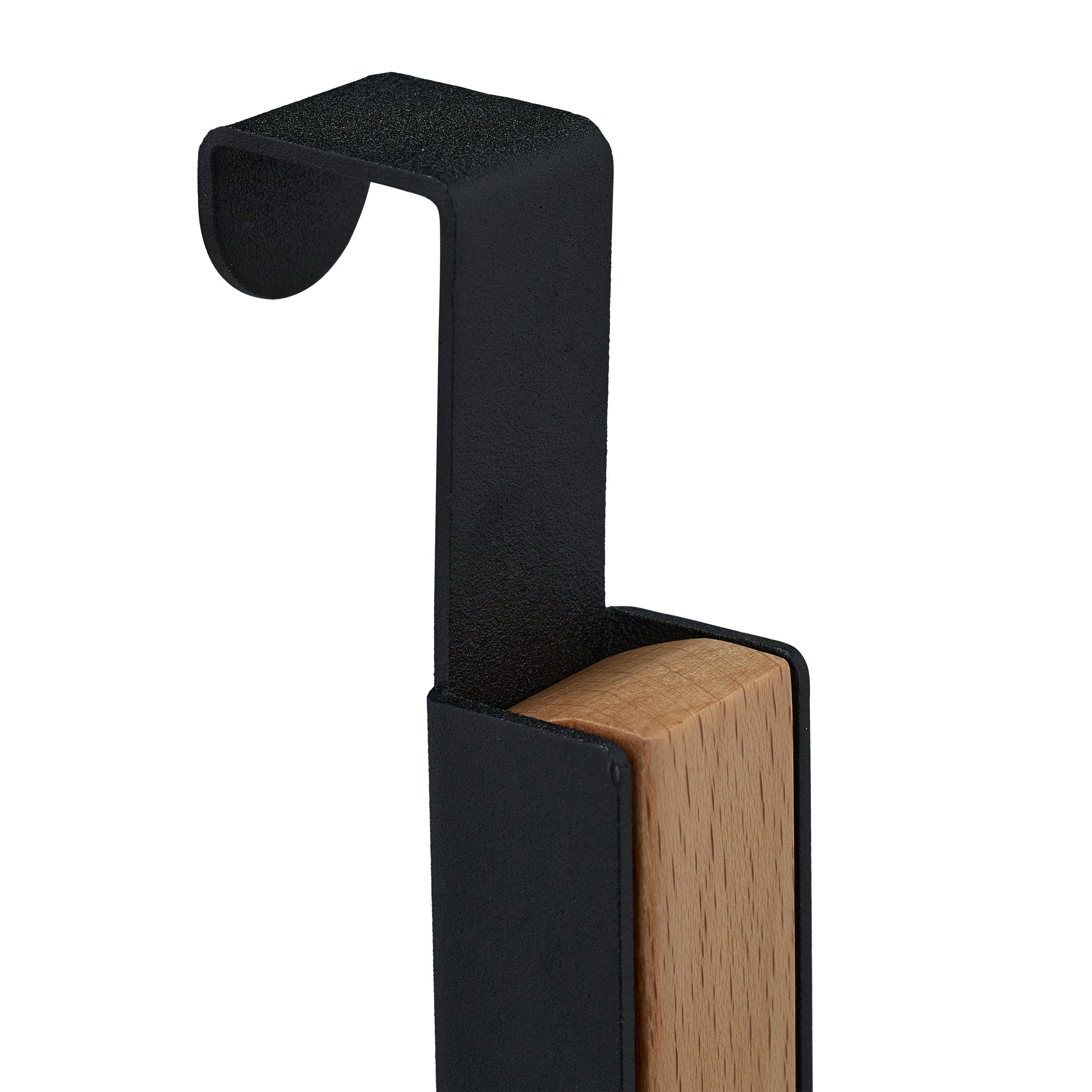 Appendiabiti da Porta Pieghevole, 6 Ganci, da Appendere, per Porte Spesse 2 cm, in Metallo e Legno, Nero, Relaxdays - 7
