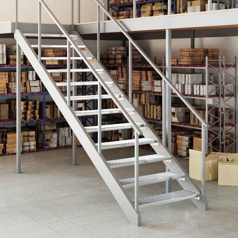 Escalier en caillebotis 90x24x7 cm acier galvanisé - 3