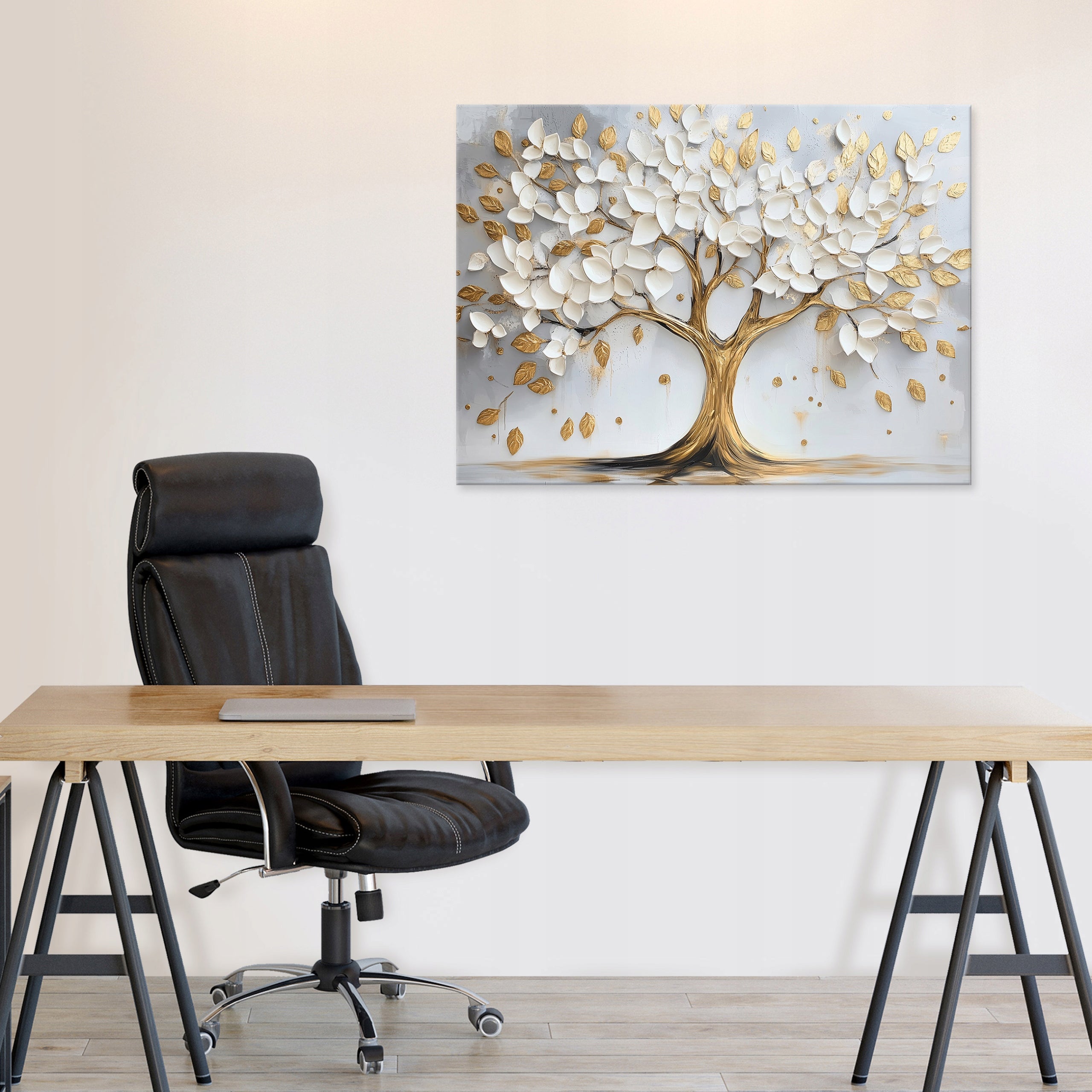 Lienzo abstracto con impresión de flores y árbol moderno 120 x 80 cm XXL decoración de pared para salón dormitorio - 2
