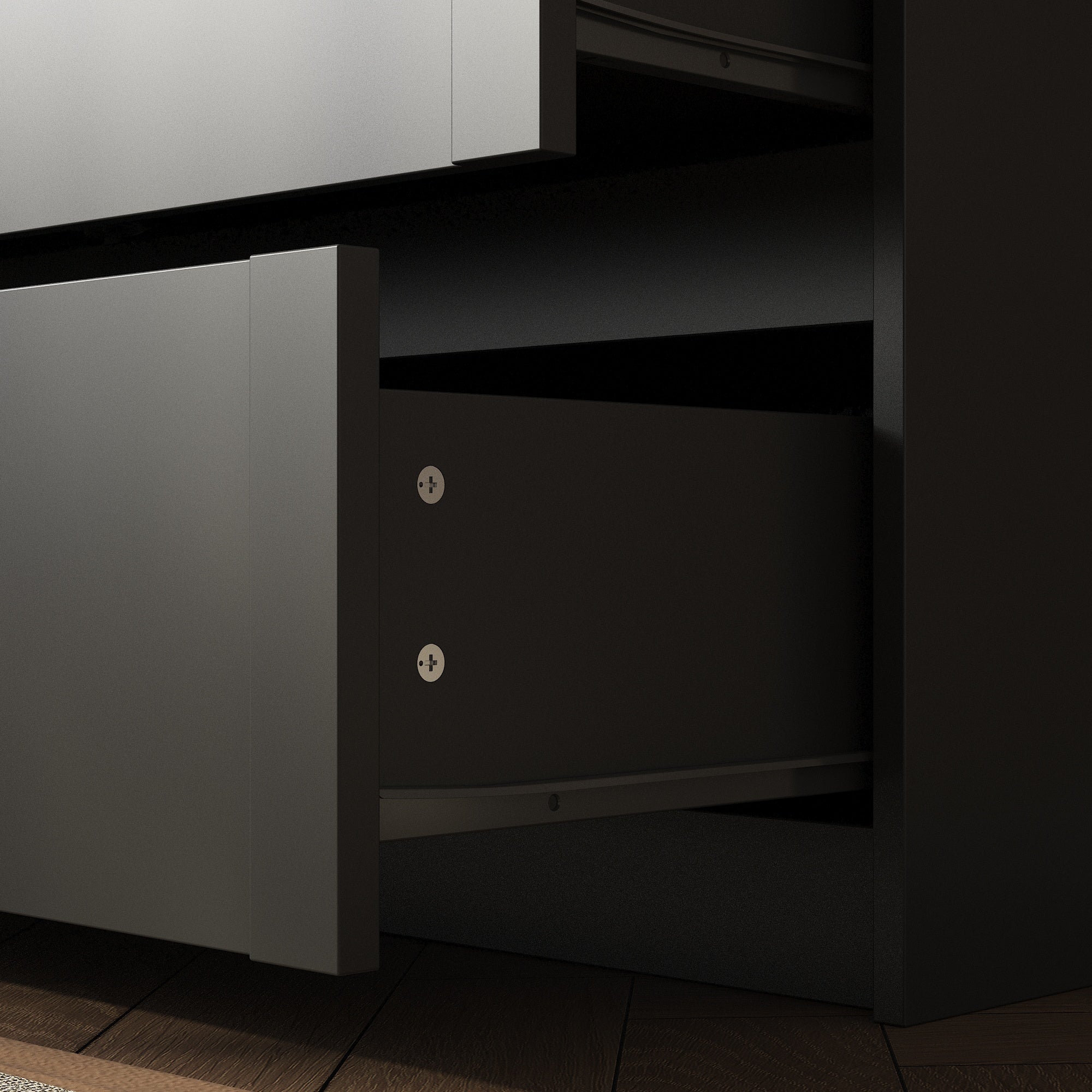 Commode avec 9 Tiroirs sans Poignée, Antibasculement, Armoire Base Moderne pour Chambre et Salon, 160 x 35 x 80 CM, Noir - 3