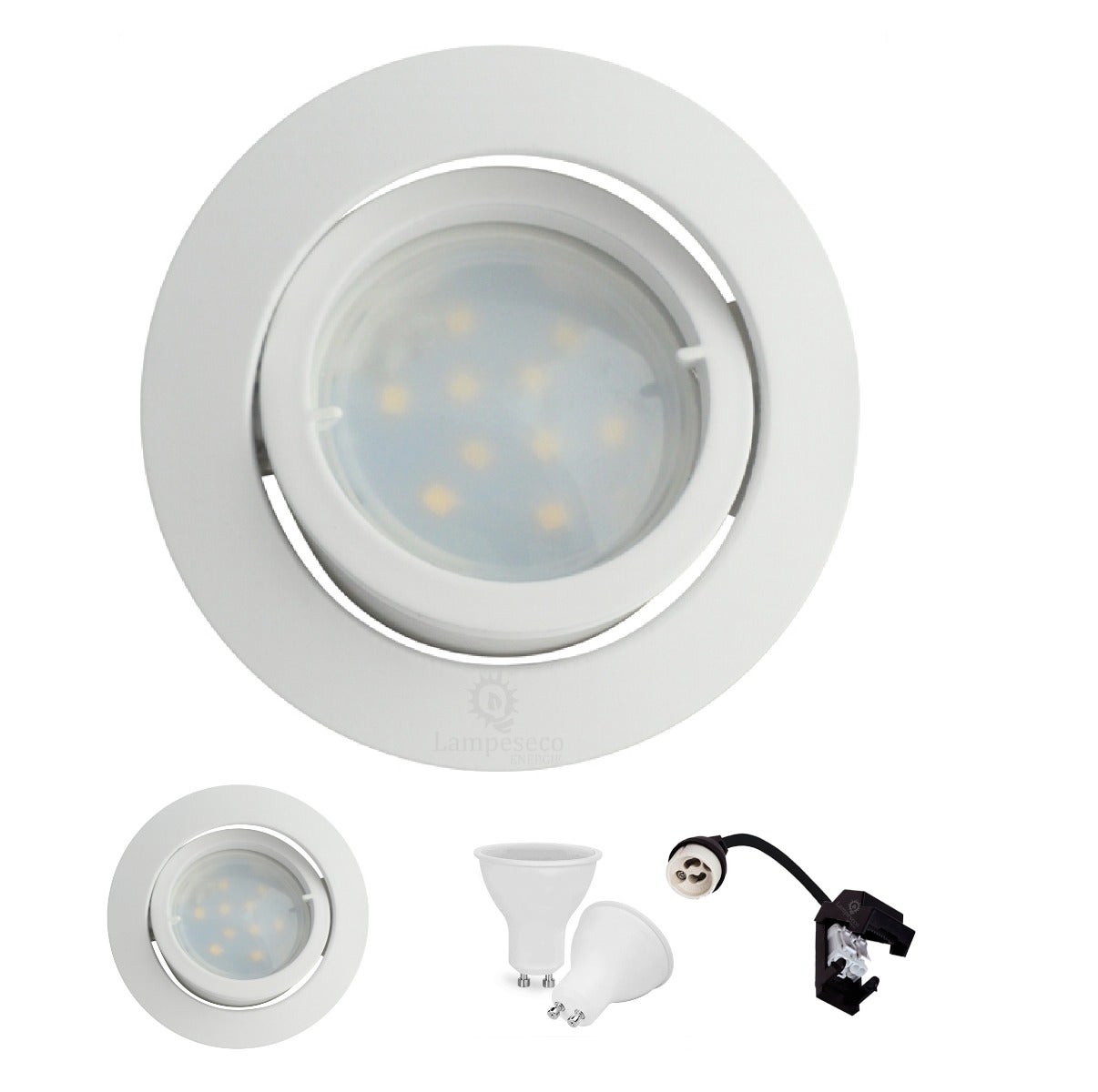Lot de 45 Spot Led Encastrable Complete Blanc Orientable lumière Blanc Chaud eq. 50W ref.193 - 2