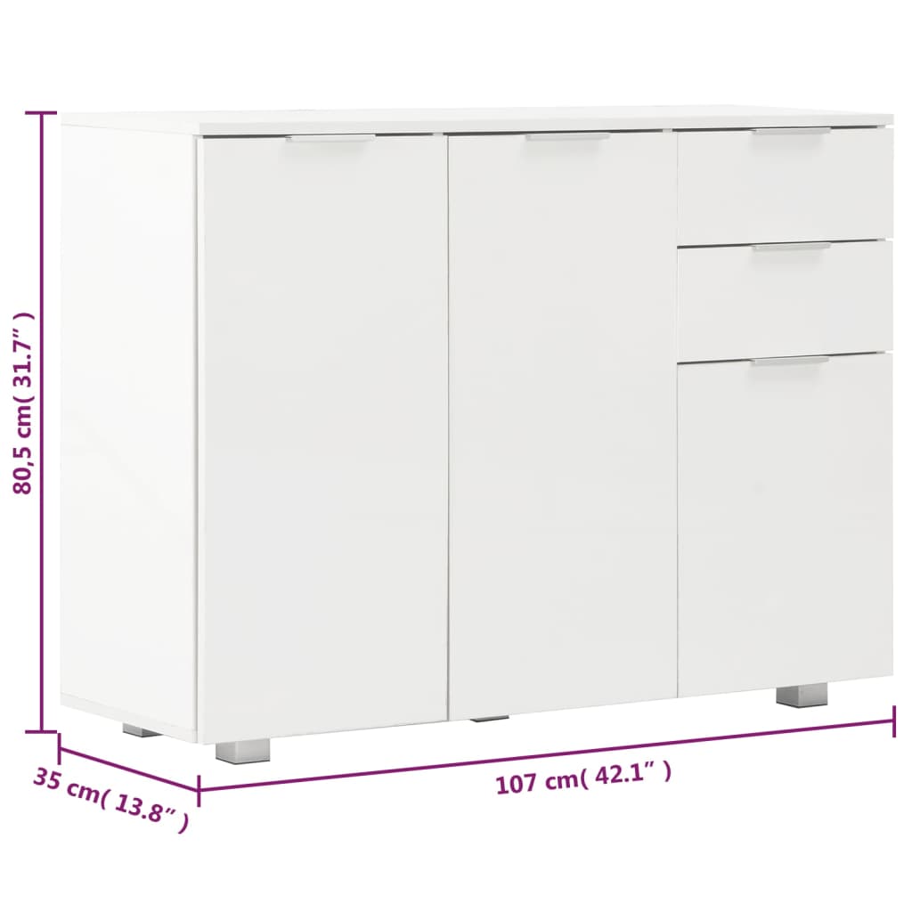 Buffet Blanc brillant 107x35x80,5 cm vidaXL - 8