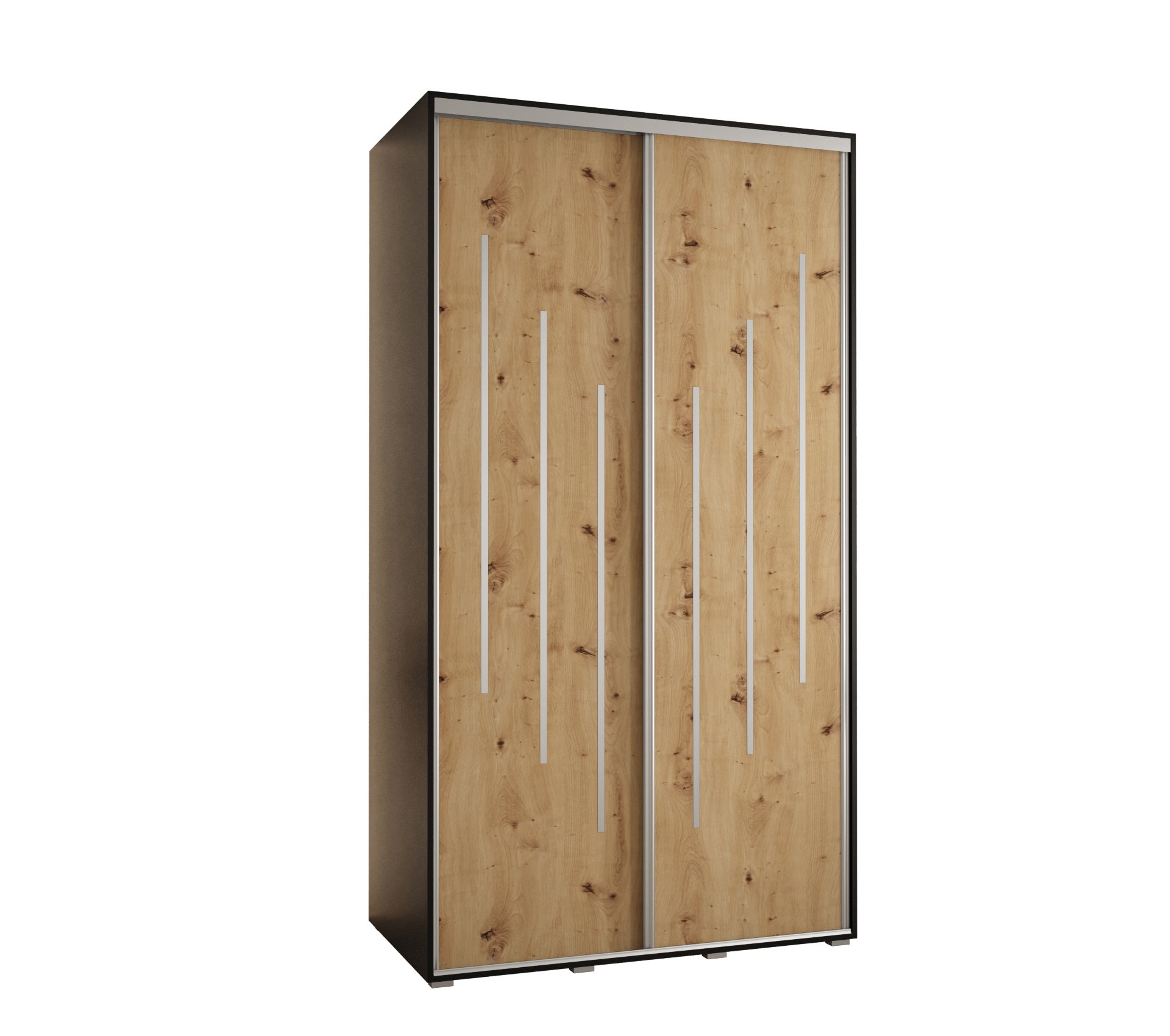 Szafa przesuwna wysoka Davos 8 130 x 60 x 235,2 cm czarny + artisan + u. srebrny - Abiks Meble