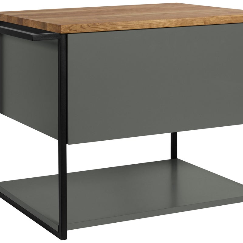 Szafka łazienkowa LOV 60 cm zielony półmat lakierowana blat drewniany