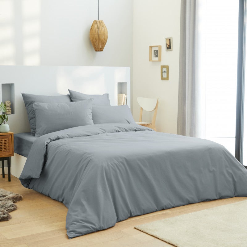 UNIVERSDECOR Parure De Lit Complète 6 Pièces King Size 260x240 Cm Bicolore HDC – 100% Coton 57 Fils, Housse + Drap + 4 Taies