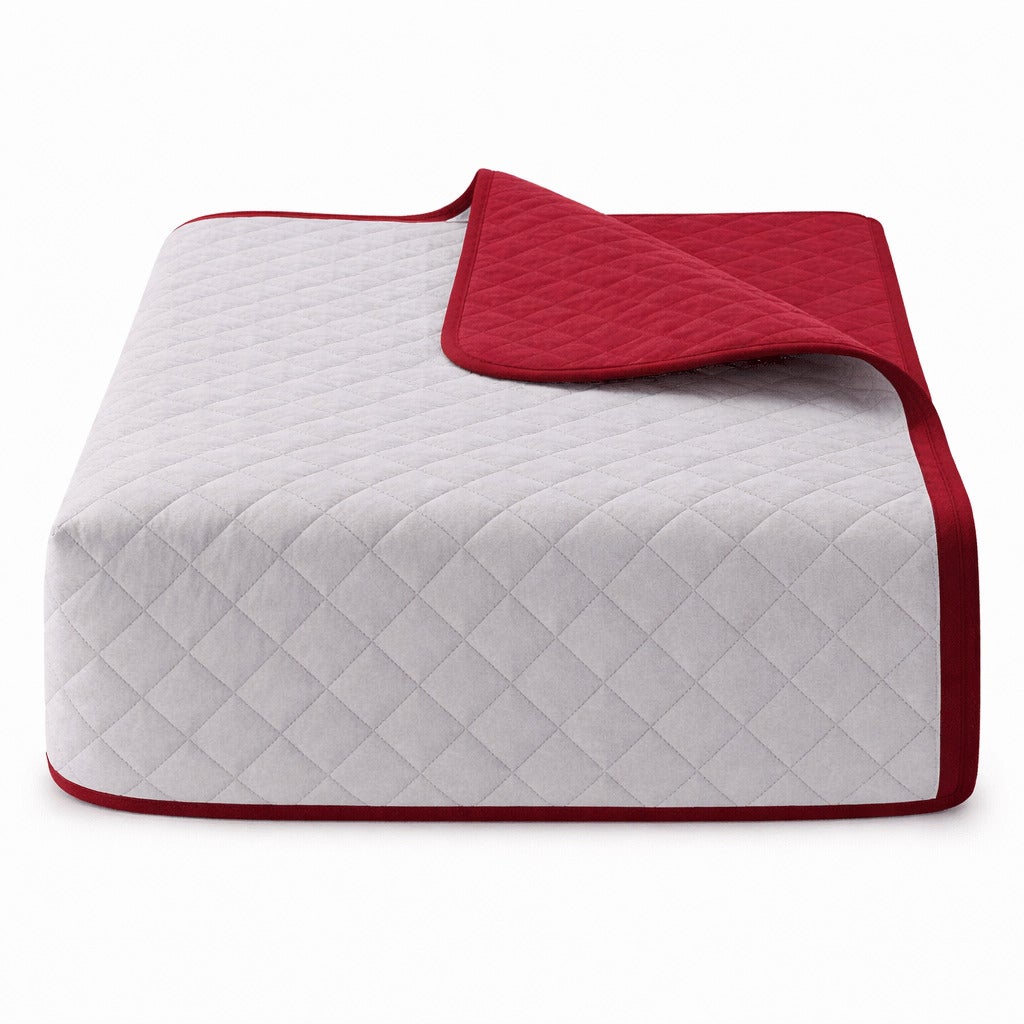 Colcha Bicolor Reversible Gris/Rojo Cama 180cm Donegal Collections - 4