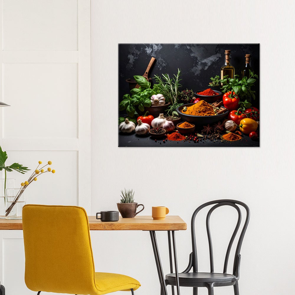 Obraz do kuchni restauracji baru jadalni, Przyprawy zioła warzywa 120x80 - 2
