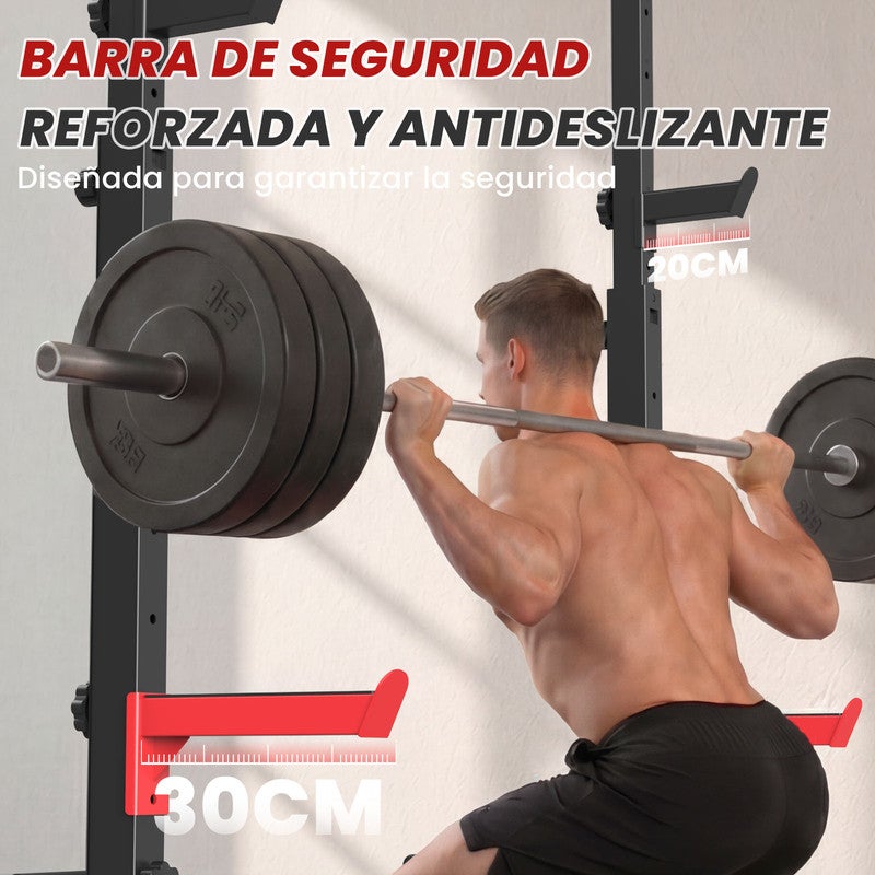 Rack de Agachamento Multifuncional Tudo em Um e Suporte para Barra com Barras de Segurança Antiderrapantes – Capacidade Máxima de 300 kg - 7