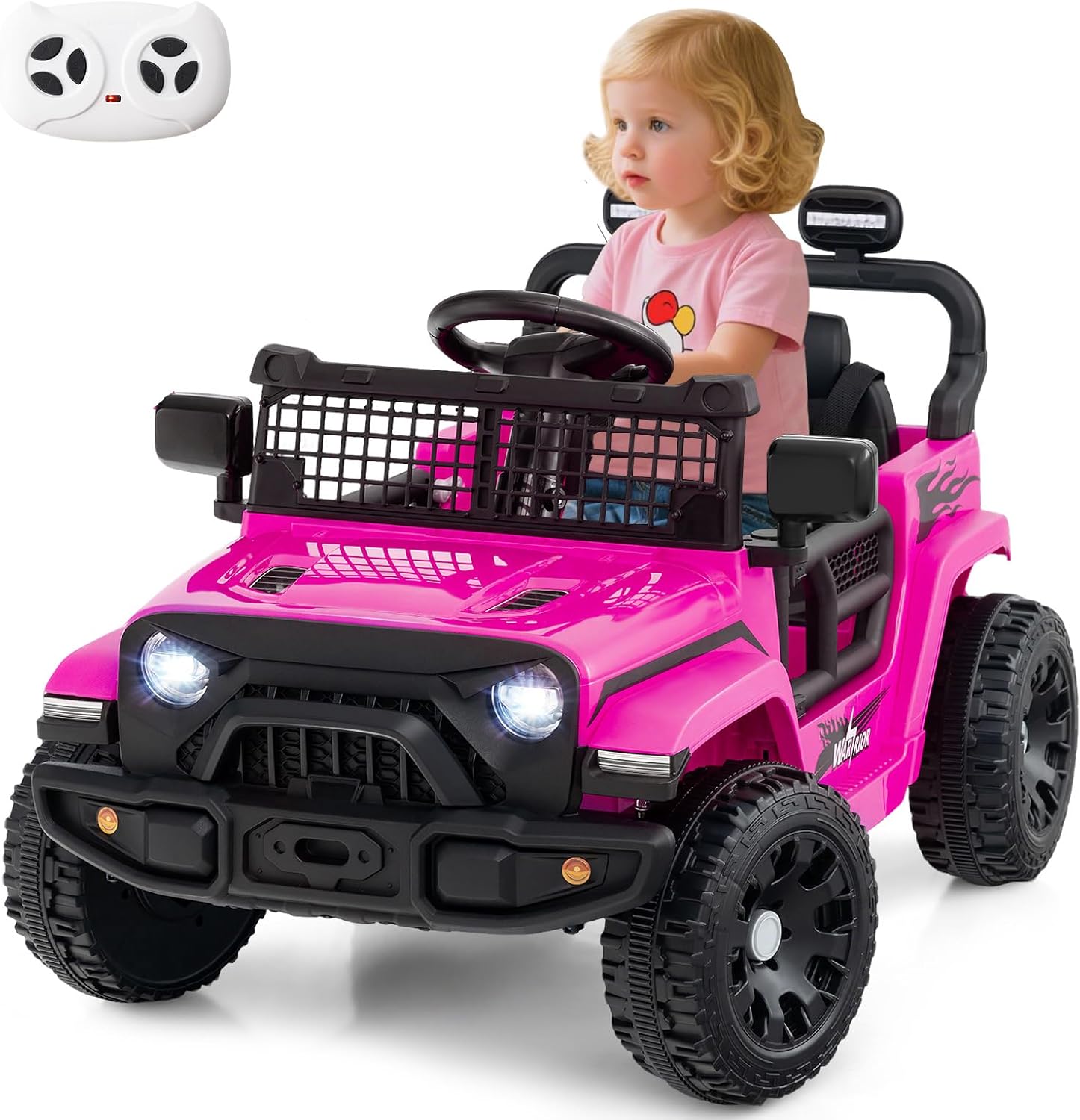 12V 4x4 Electrique Enfants, Voitures Electrique Enfants 2 Places Avec Telecommande Lumieres Led Charge 30 Kg Pour 3 Ans Rose 97590932