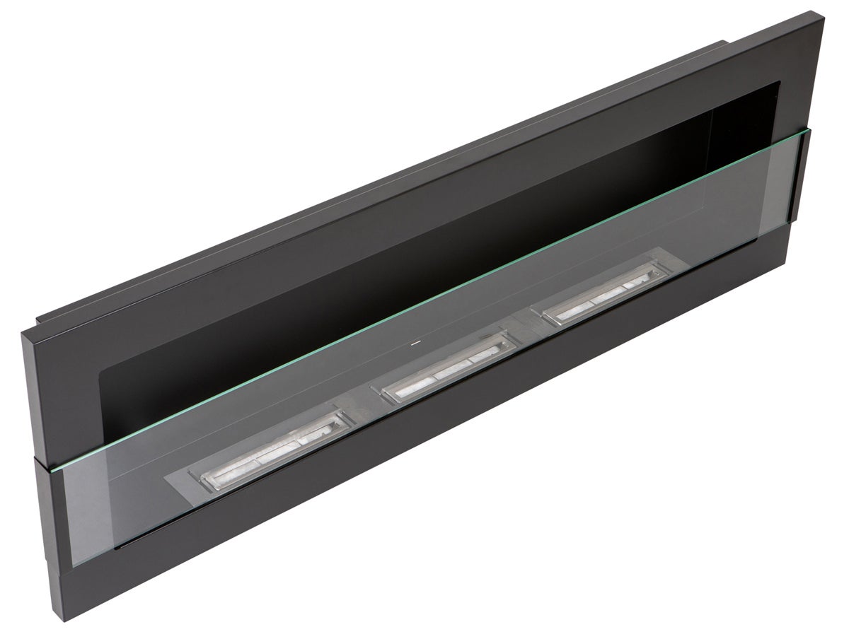 Camino a bioetanolo da parete o da incasso 120 cm nero con vetro per appartamento - 4