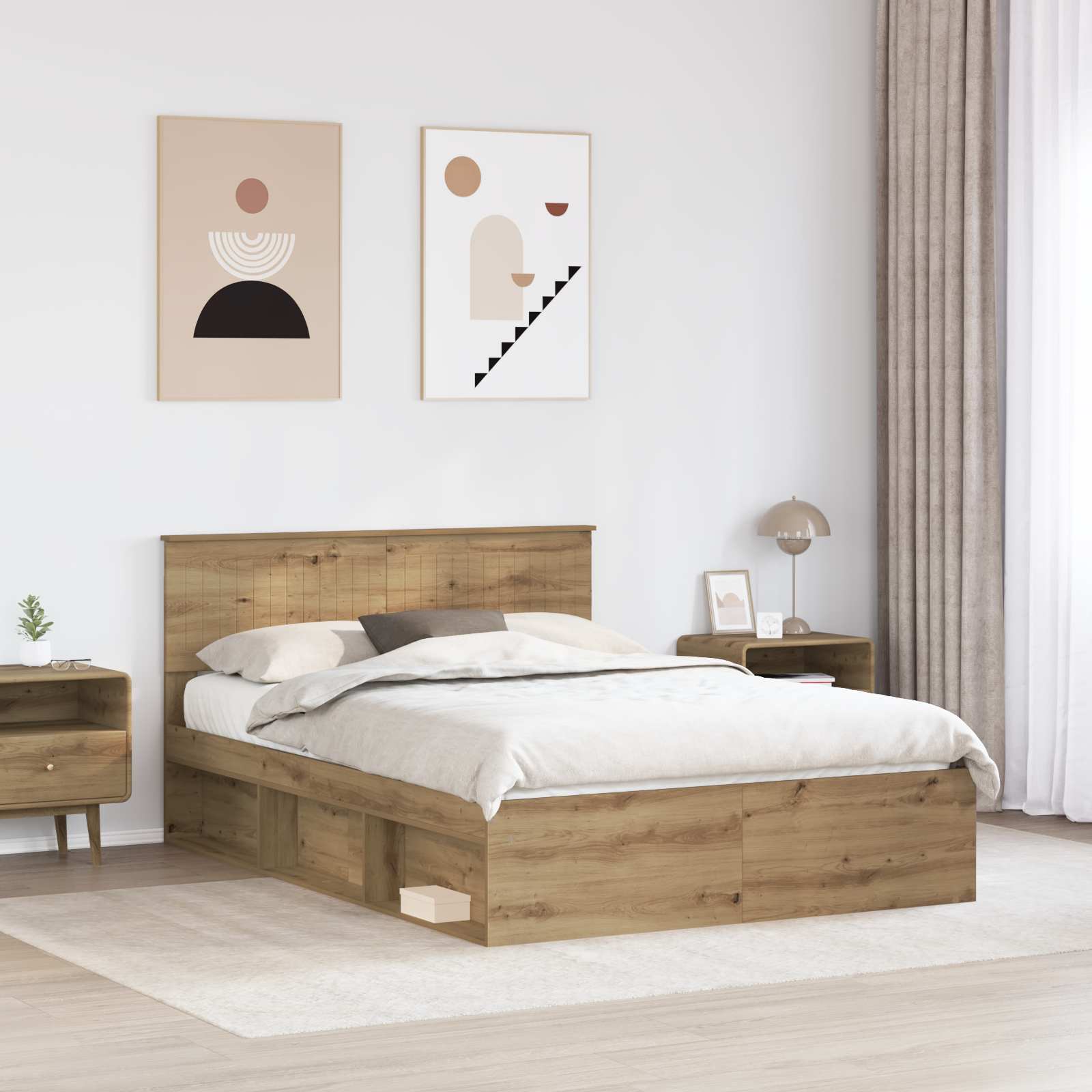 Cadre de lit en pin massif pour la chambre, 135 × 190 cm - 3
