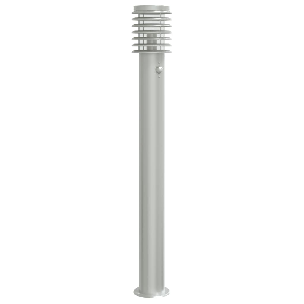 Lampadaire Lampe Sur Pied D Ext Rieur Avec Capteur Argent Acier Inoxydable Cfw Leroy